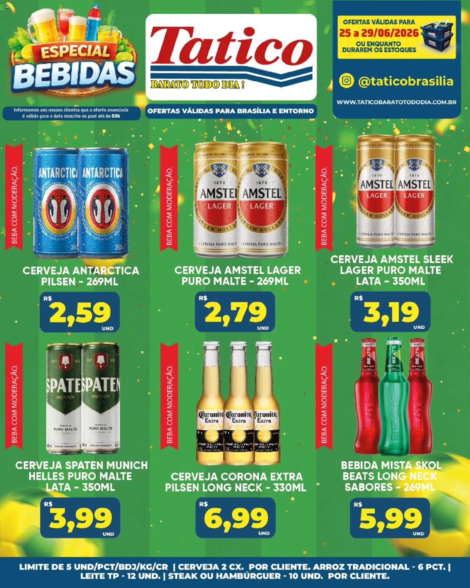 Tatico Folheto - válido de 29/06/2026 | Página: 27 | Produtos: Leite, Cerveja, Arroz, Hambúrguer