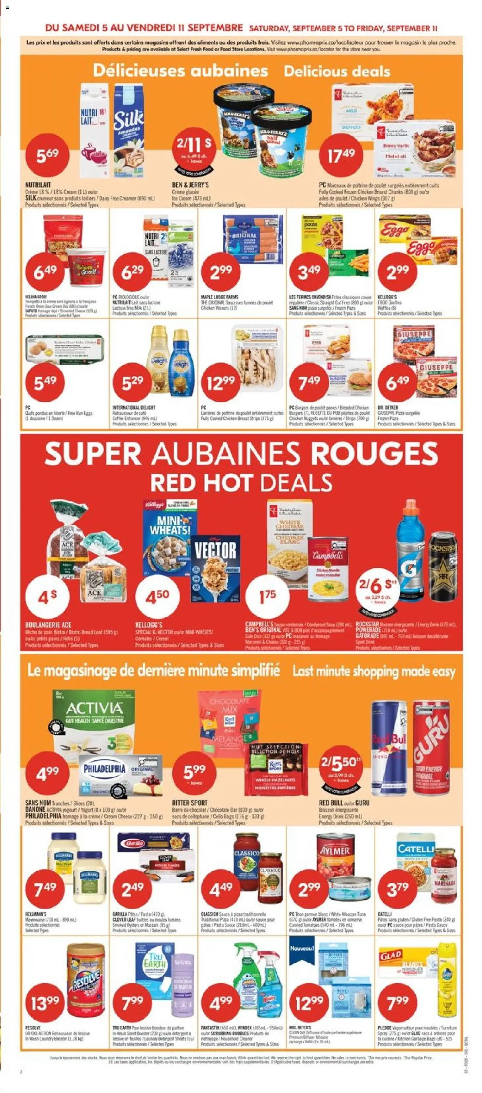 Pharmaprix flyer valid from Sep 5, 2026 | Page: 6 | Products: Ice cream, Garbage bags, Cream cheese, Cheddar