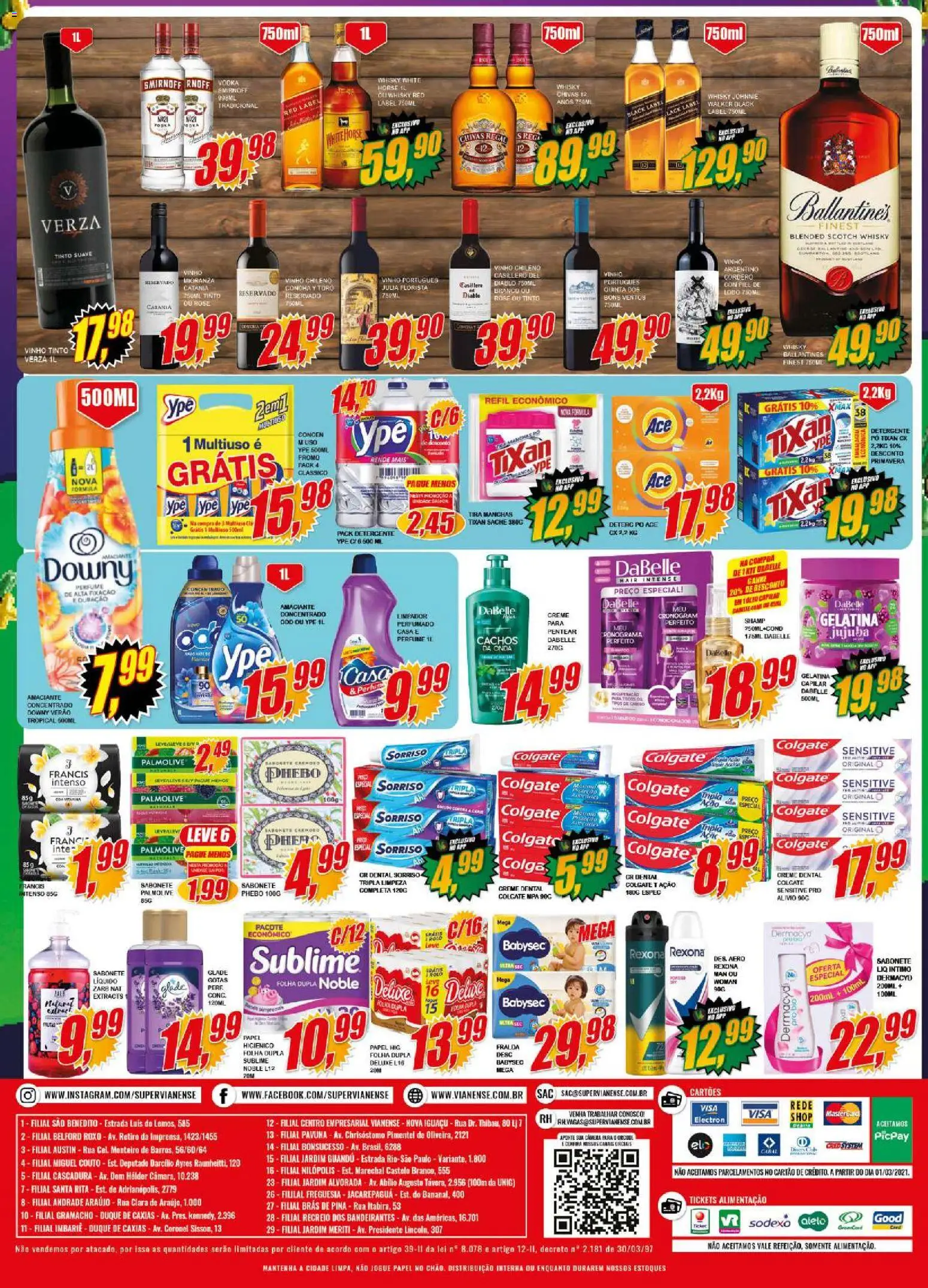 Vianense Folheto - válido de 28/08/2026 | Página: 4 | Produtos: Whisky, Vinho tinto, Creme dental, Câmera