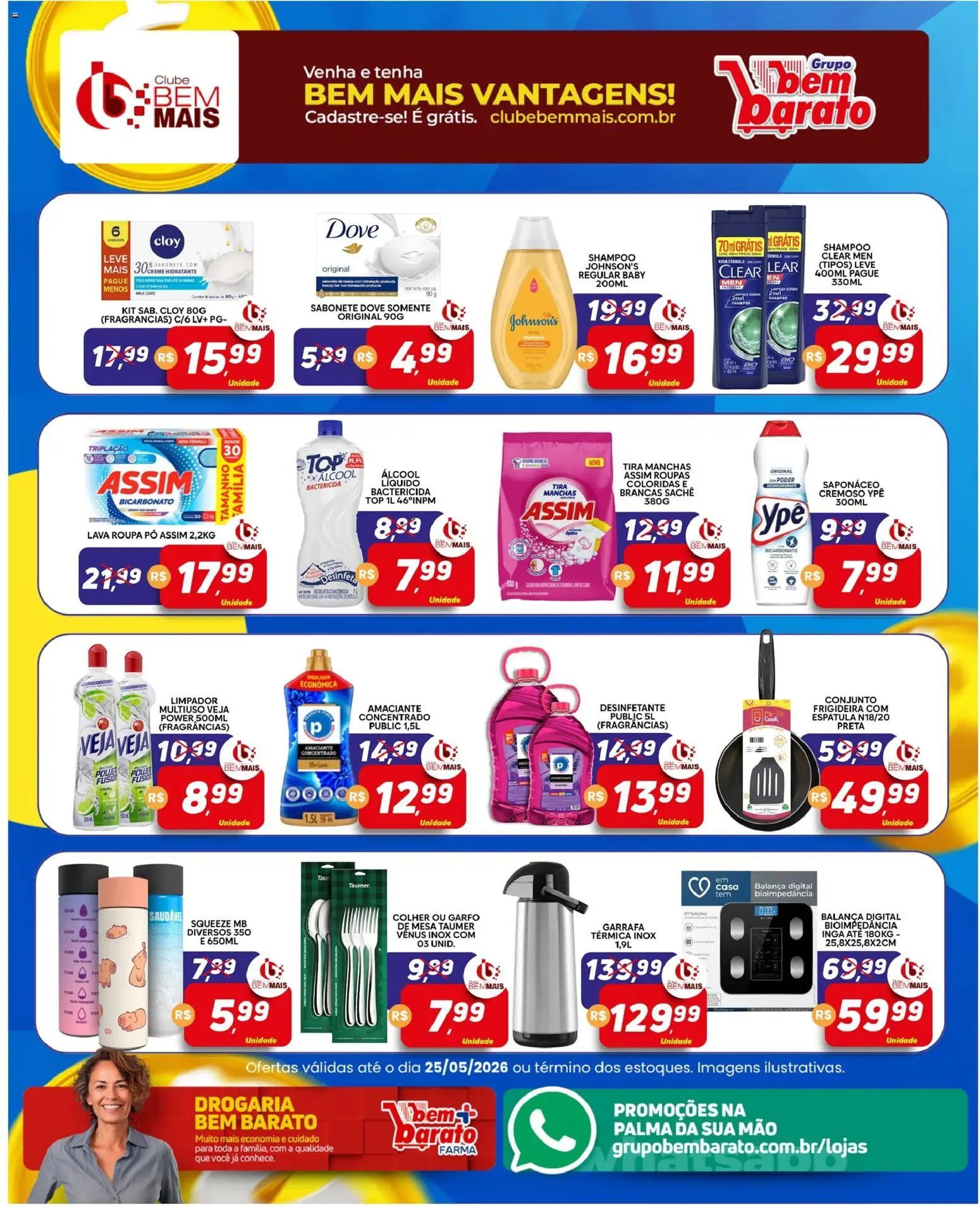 Supermercado Bem Barato Folheto - válido de 19.05.2026 | Página: 5 | Produtos: Shampoo, Creme, Saponáceo, Desinfetante