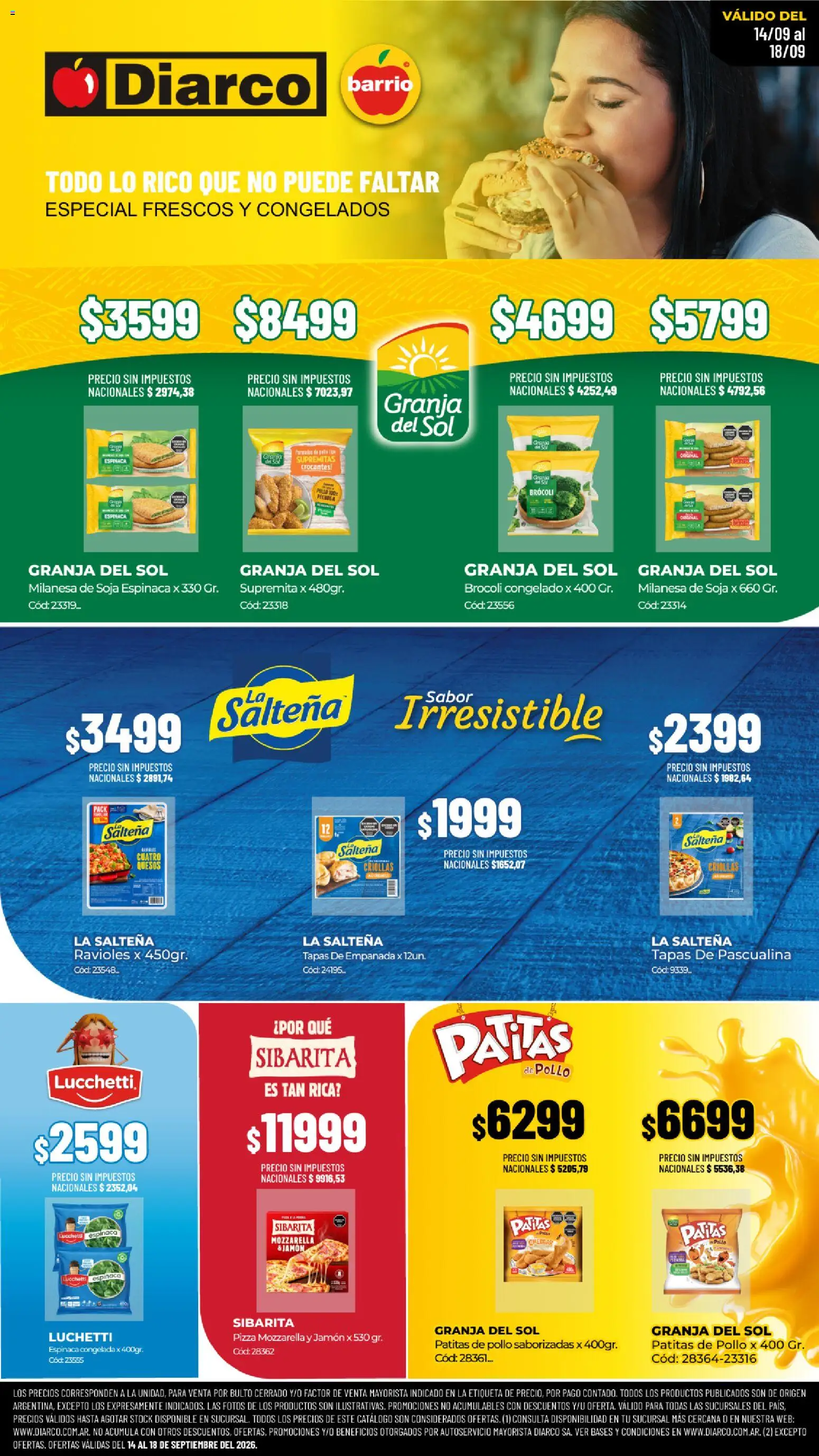 Diarco - ESPECIAL MOLINOS │ válido desde el 14/09/2026 | Página: 1 | Productos: Mozzarella, Milanesa, Brocoli, Jamón