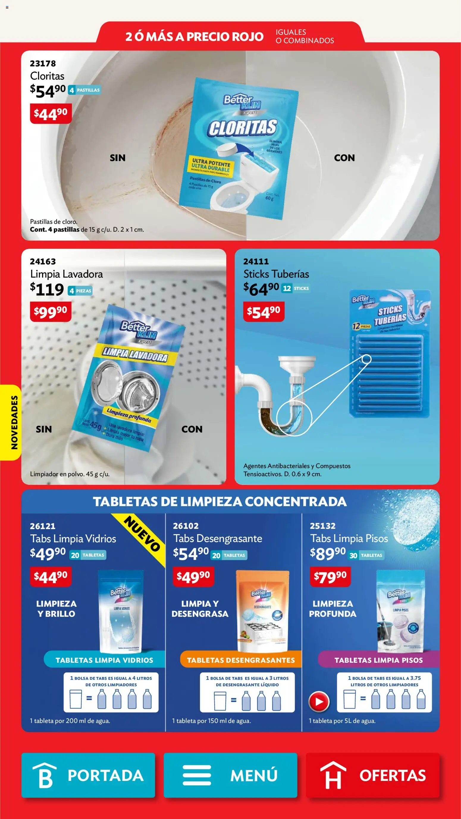 Nuevas ofertas de Betterware válidas en toda la República Mexicana desde el 29/06/2026. ¡Encuentra las mejores ofertas en Betterware campaña 7 2026! | Página: 89 | Productos: Brillo, Desengrasante, Ropa, Tableta