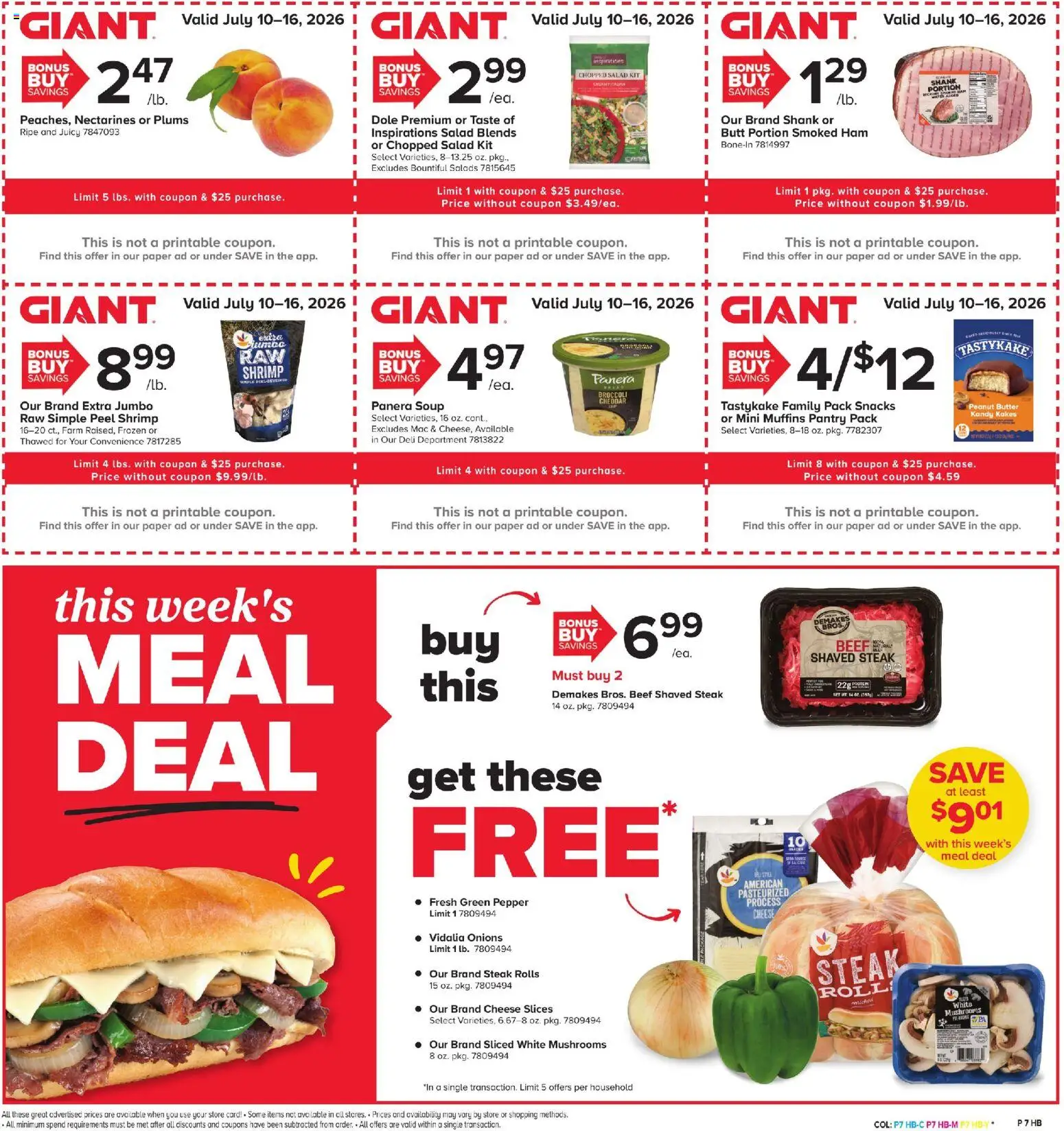 Giant Weekly Ad - valid from 07/10/2026 | Page: 6 | Products: Mushrooms, Ham, Beef, Salad