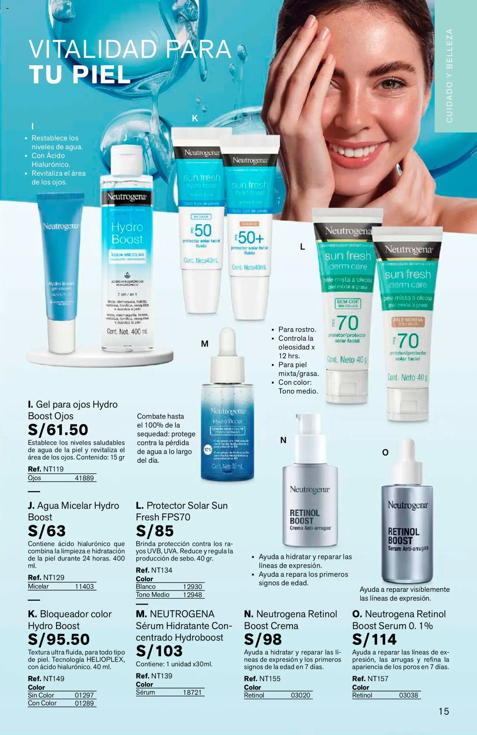 Catálogo Leonisa válido desde 24/08/2026 | Página: 15 | Productos: Protector solar, Crema, Agua
