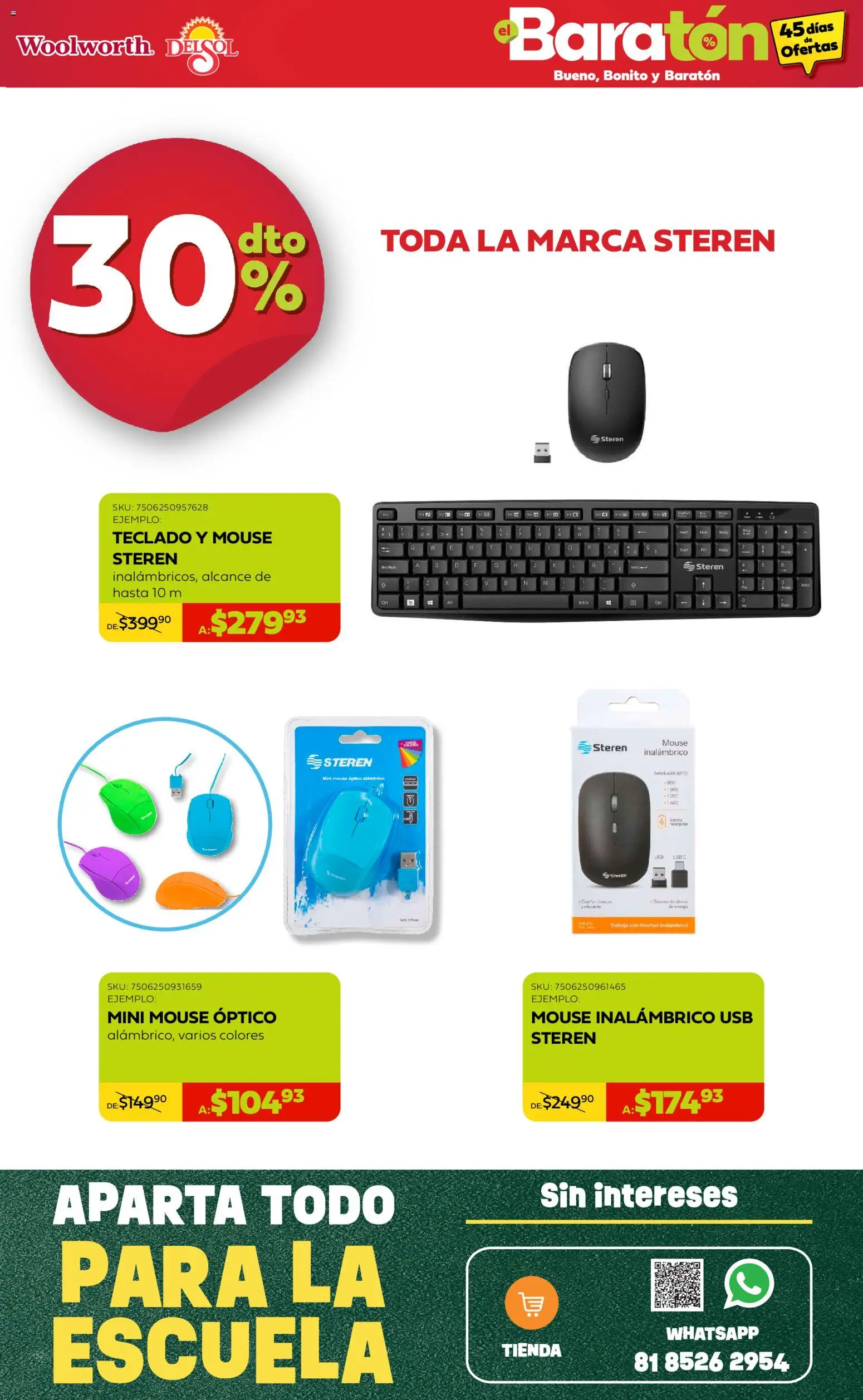 Nuevas ofertas de Del Sol y Woolworth válidas en toda la República Mexicana desde el 16/07/2026. ¡Encuentra las mejores ofertas en Del Sol y Woolworth catálogo Bueno, Bonito y Baratón! | Página: 10 | Productos: Usb, Mouse, Teclado