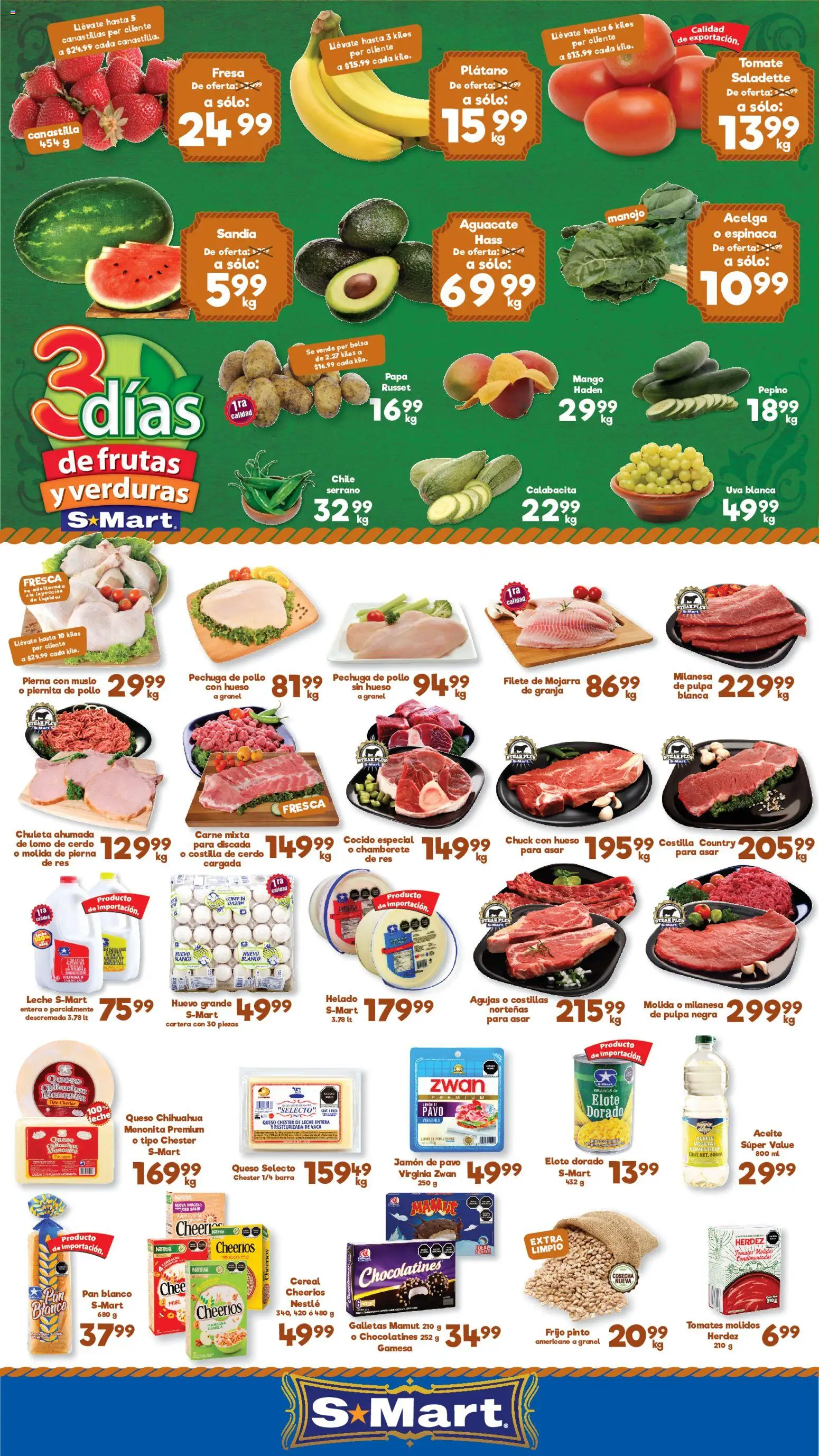 Nuevas ofertas de S-Mart válidas en toda la República Mexicana desde el 30/06/2026. ¡Encuentra las mejores ofertas en S-Mart folleto Monterrey! | Página: 1 | Productos: Fresa, Bolsa, Aguacate, Cerdo