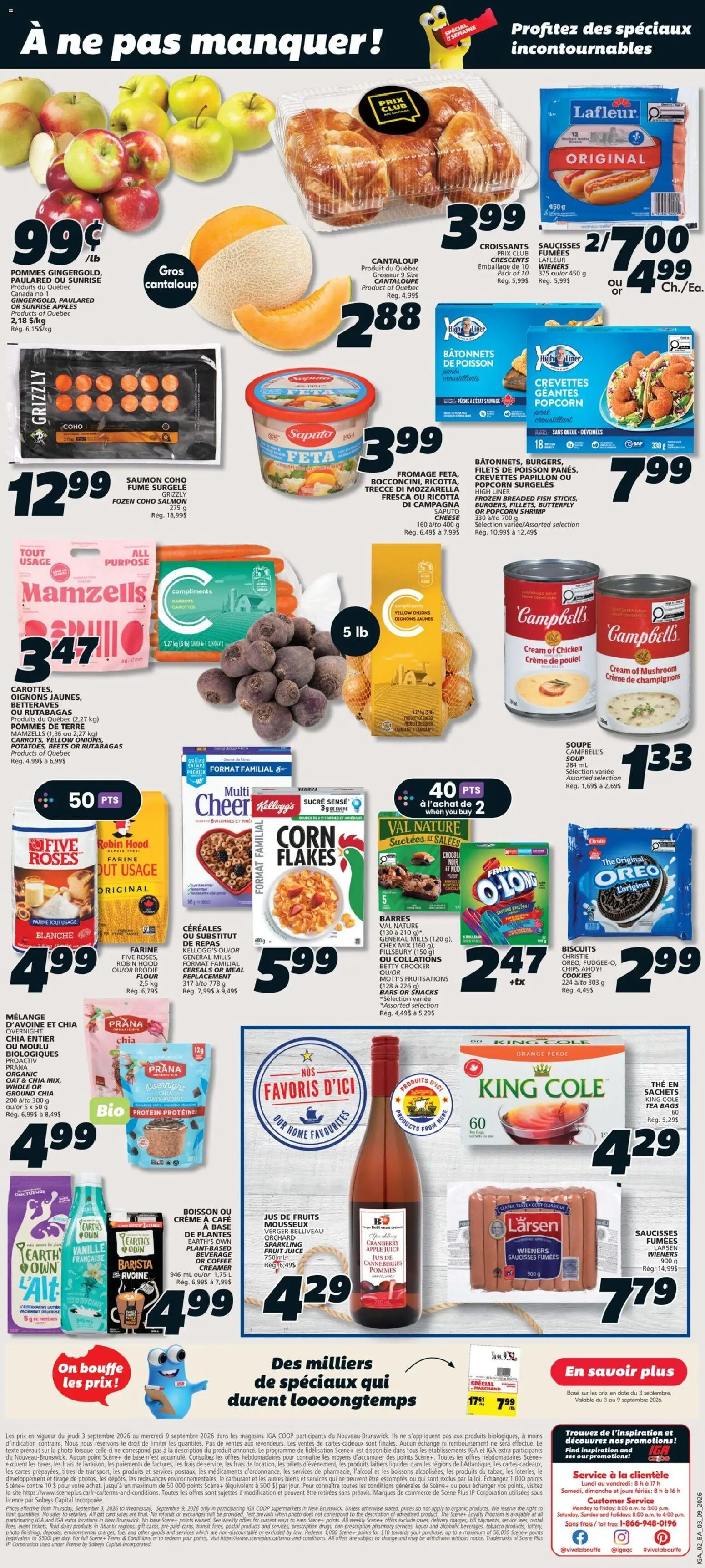 IGA flyer valid from Sep 3, 2026 | Page: 2 | Products: Flakes, Biscuits, Coffee, Chicken