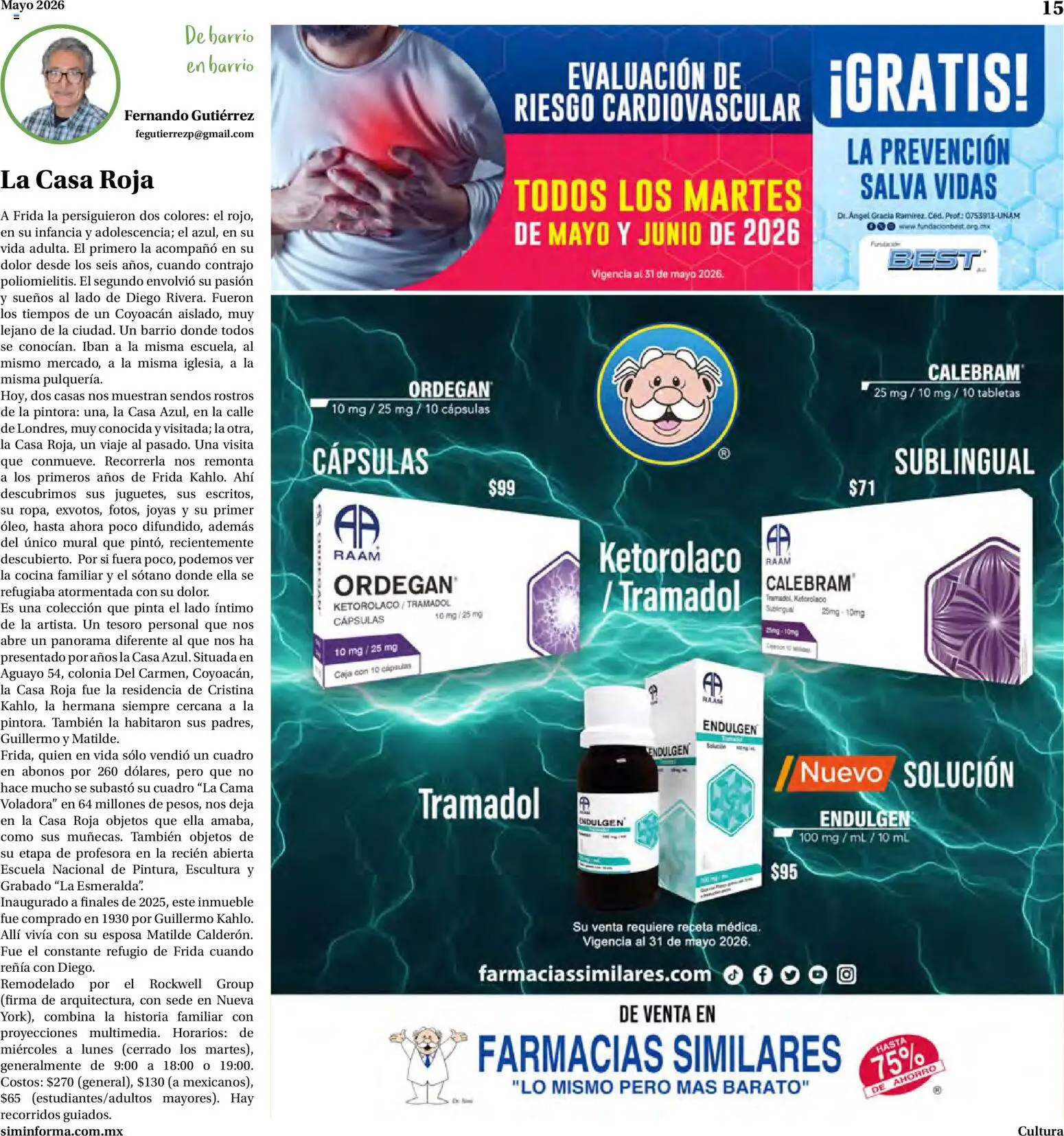 Nuevas ofertas de Farmacias Similares válidas en toda la República Mexicana desde el 01.05.2026. ¡Encuentra las mejores ofertas en Farmacias Similares catálogo! | Página: 15 | Productos: Cuadro, Cocina, Cama, Caja