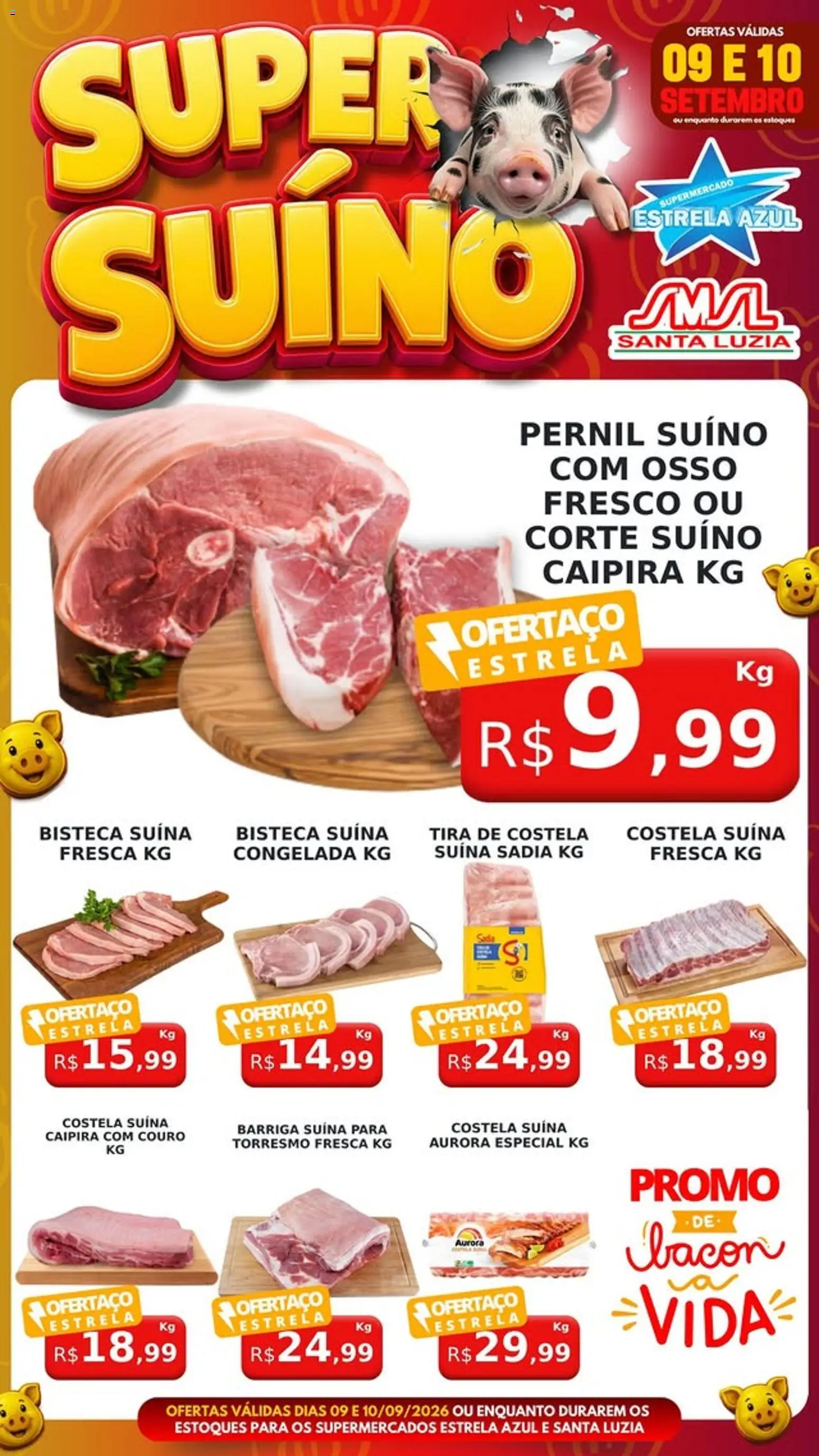 Estrela Azul Folheto - válido de 09/09/2026 | Página: 1 | Produtos: Pernil, Barriga suína, Pernil suíno, Bacon