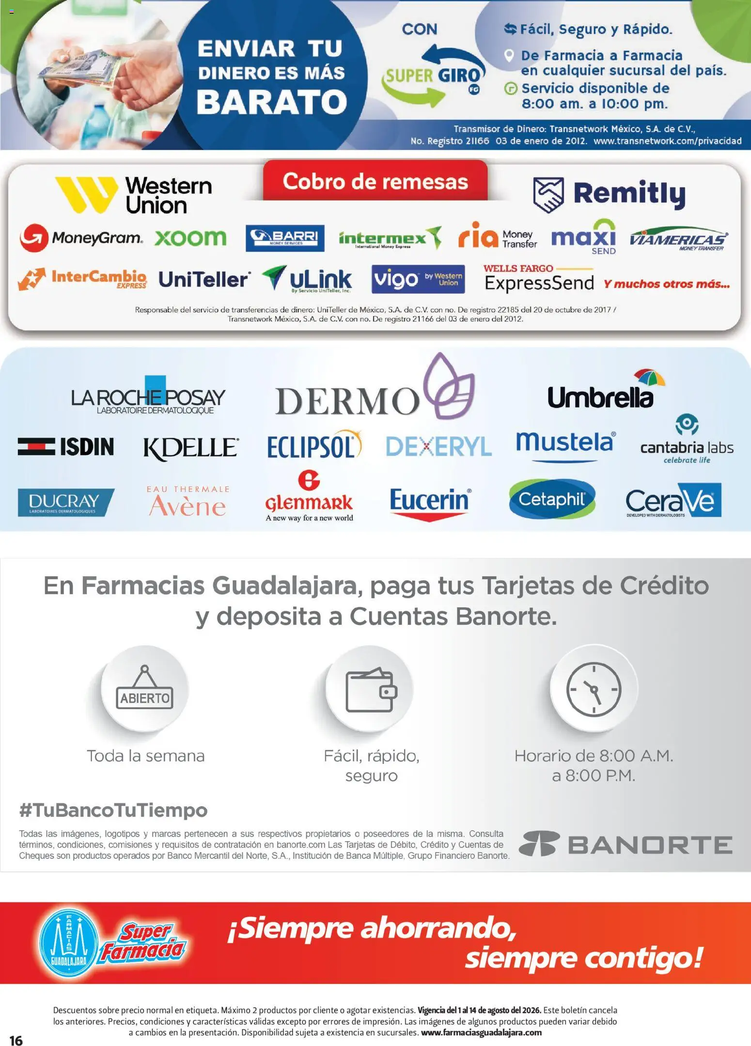 Nuevas ofertas de Farmacia Guadalajara válidas en toda la República Mexicana desde el 01/08/2026. ¡Encuentra las mejores ofertas en Farmacia Guadalajara catálogo! | Página: 16 | Productos: Banco, Sobre