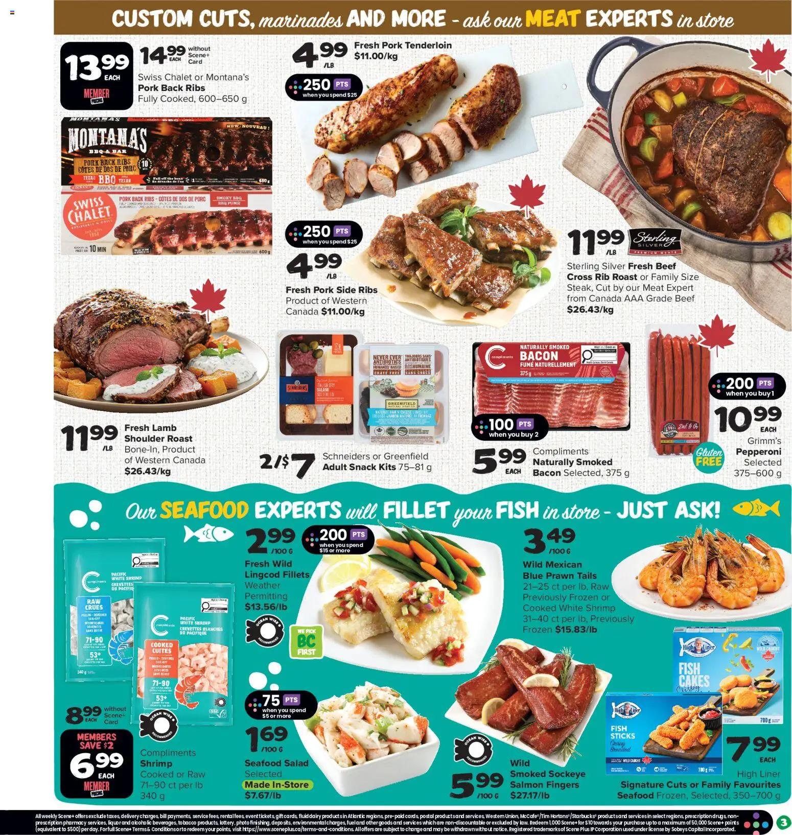Thrifty Foods flyer valid from 07.05.2026 | Page: 4 | Products: Fish, Beef, Salad, Pork