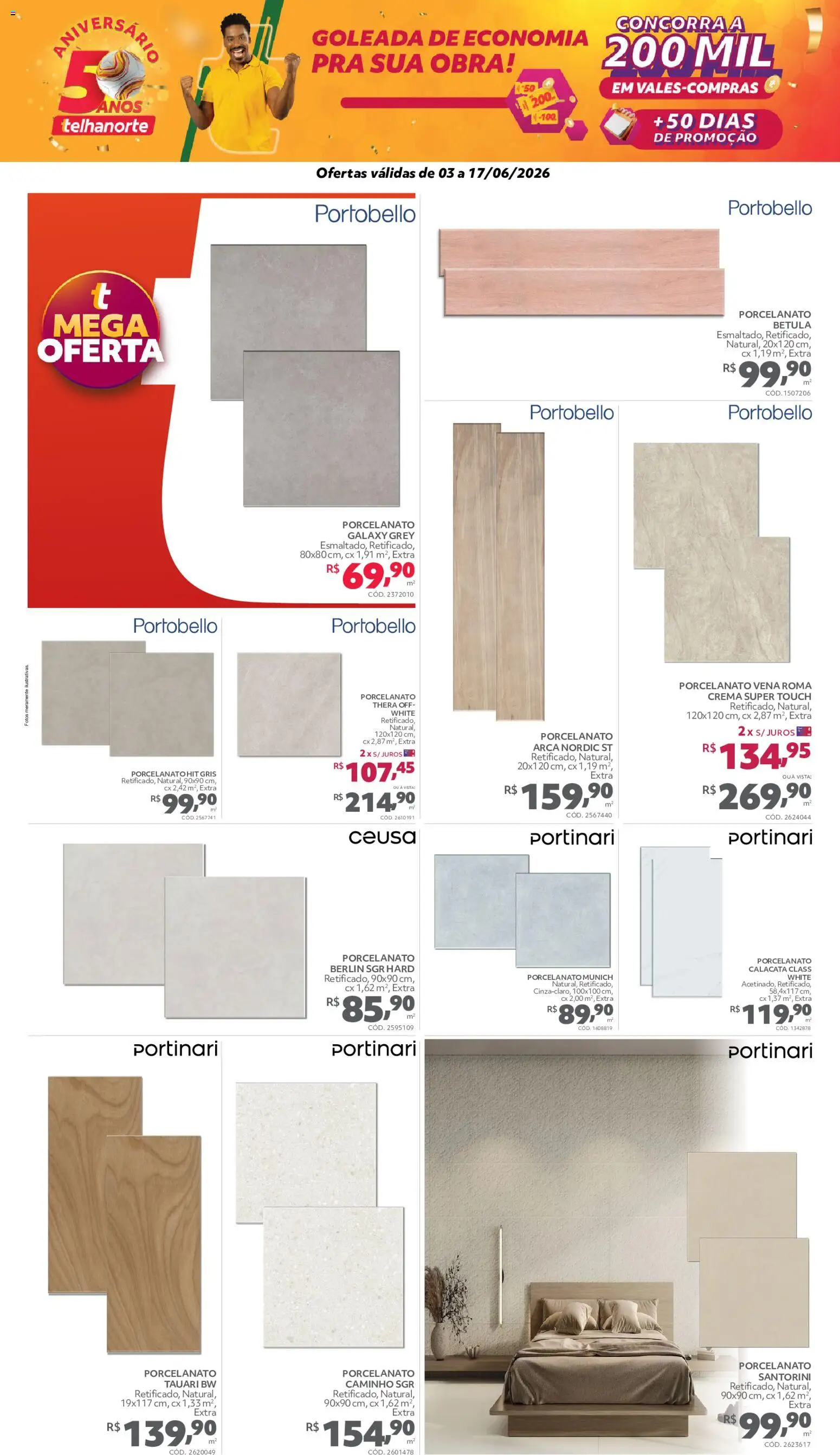 Telhanorte Folheto - válido de 03.06.2026 | Página: 2 | Produtos: Porcelanato