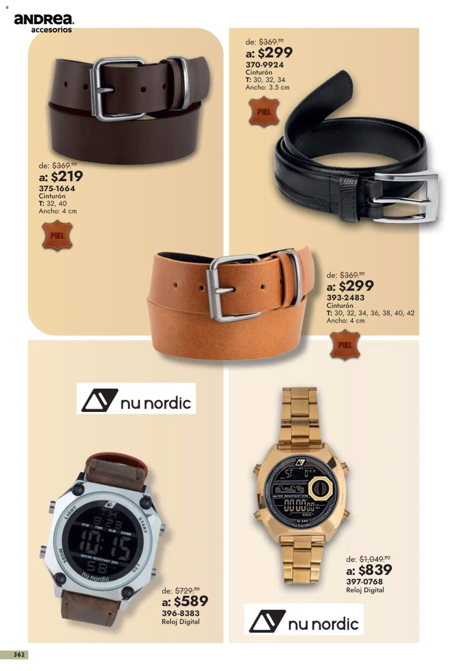 Nuevas ofertas de Andrea válidas en toda la República Mexicana desde el 13/09/2026. ¡Encuentra las mejores ofertas en Andrea catálogo Outlet! | Página: 362 | Productos: Cinturón, Reloj