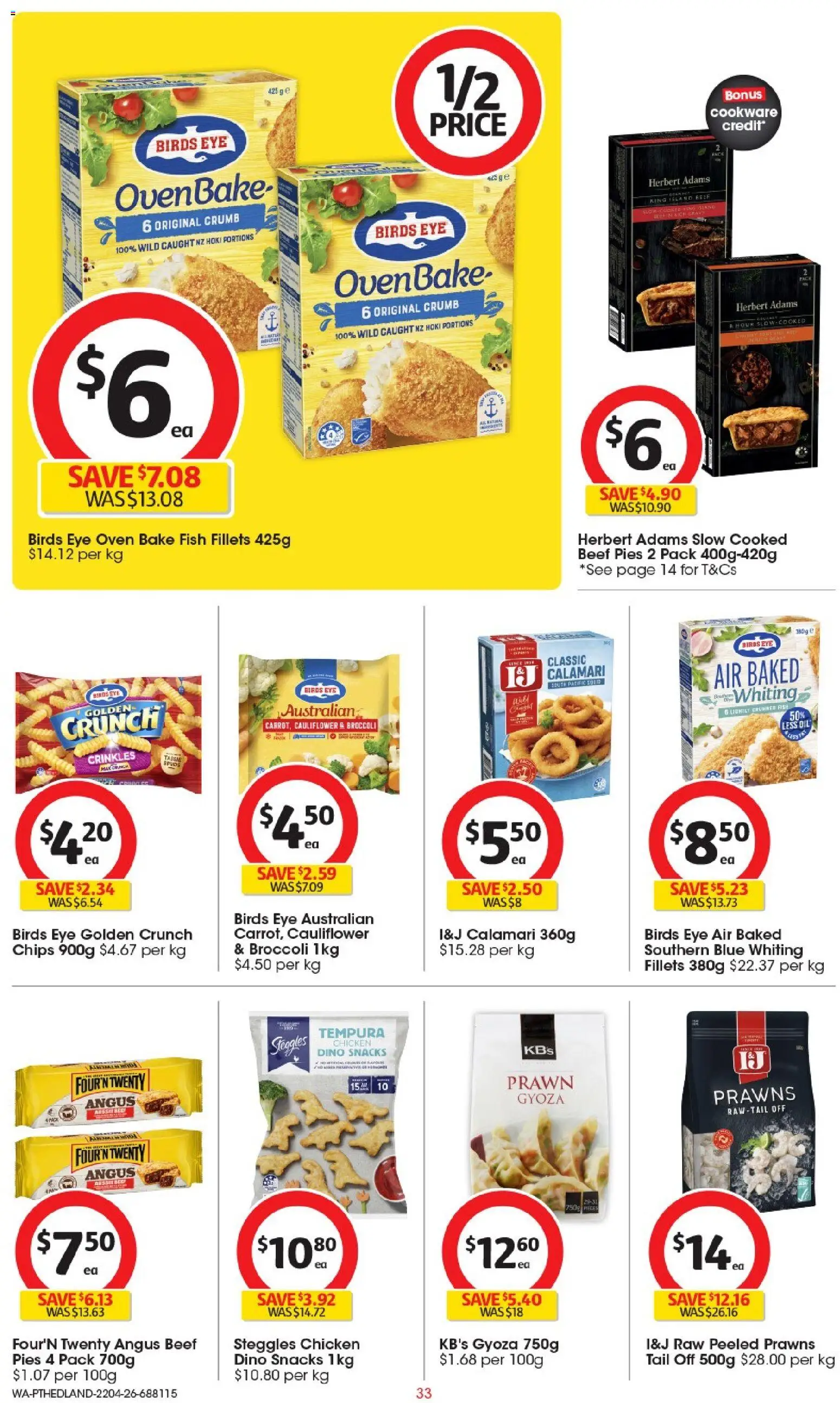 Coles catalogue - valid from 22.04.2026 | Page: 33 | Products: Chicken, Beef, Prawns, Pies