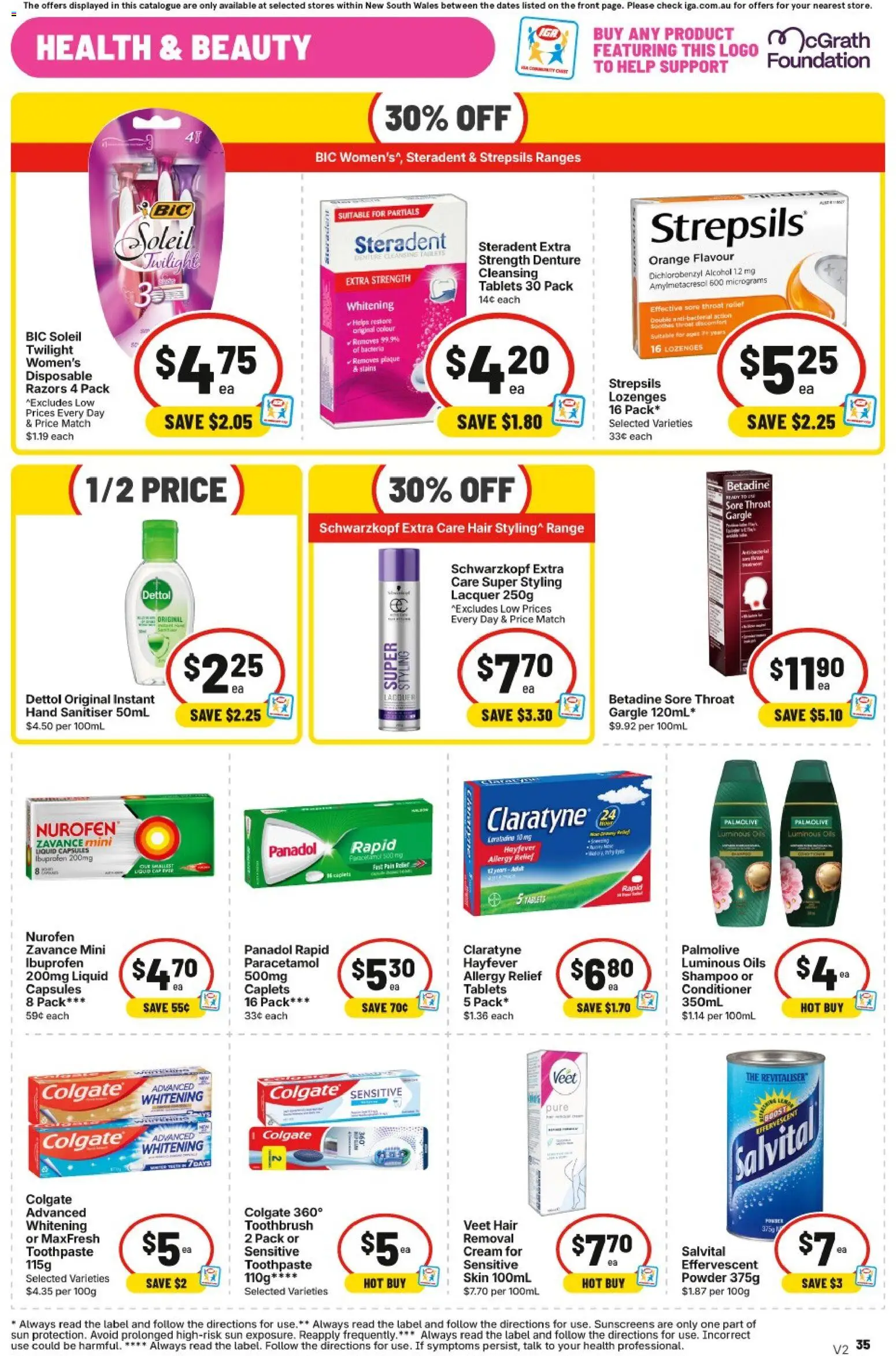 IGA catalogue - valid from 16/09/2026 | Page: 32 | Products: Alcohol, Toothpaste, Foundation, Pain relief