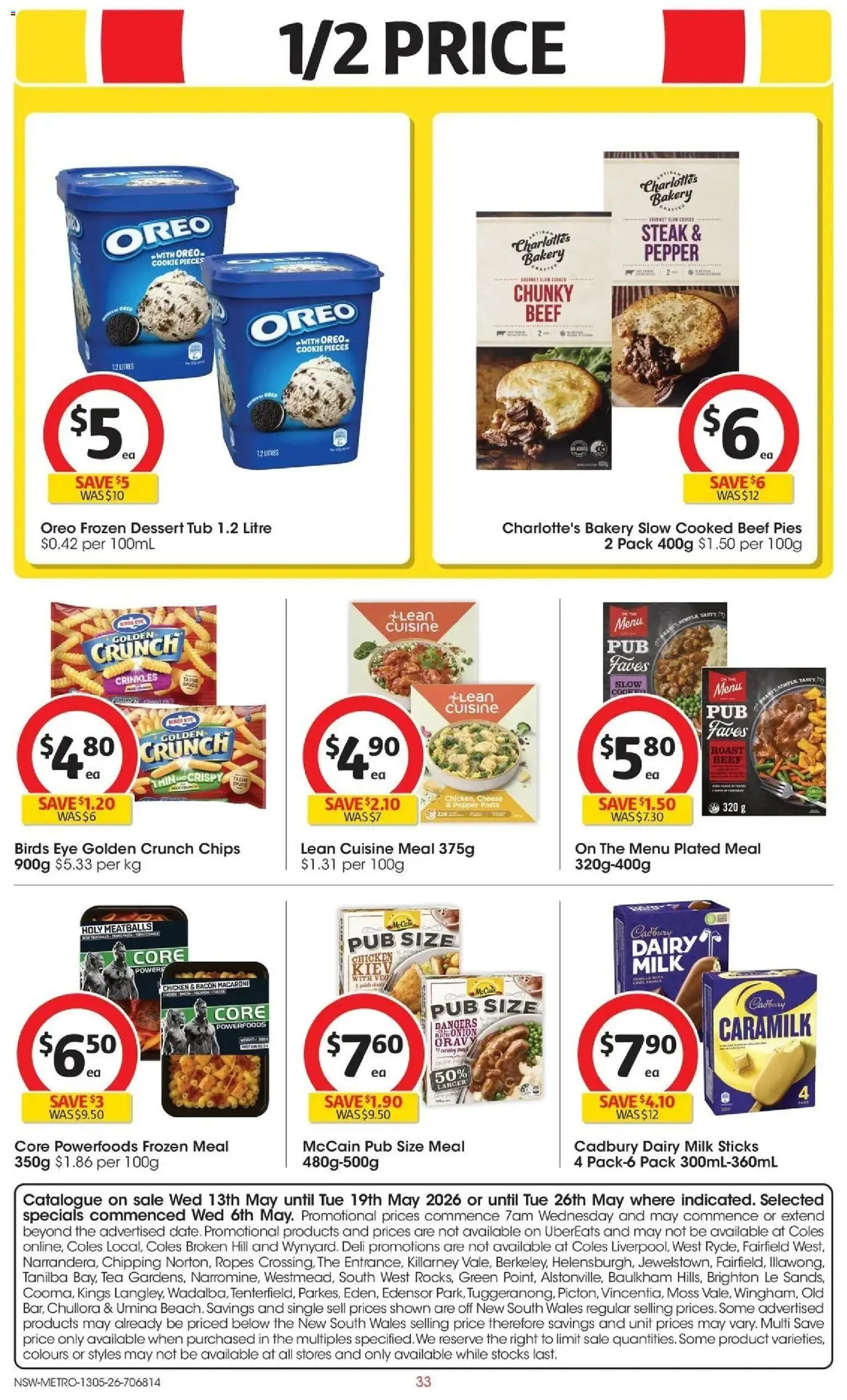 Coles catalogue - valid from 13.05.2026 | Page: 33 | Products: Milk, Tea, Chips, Pies