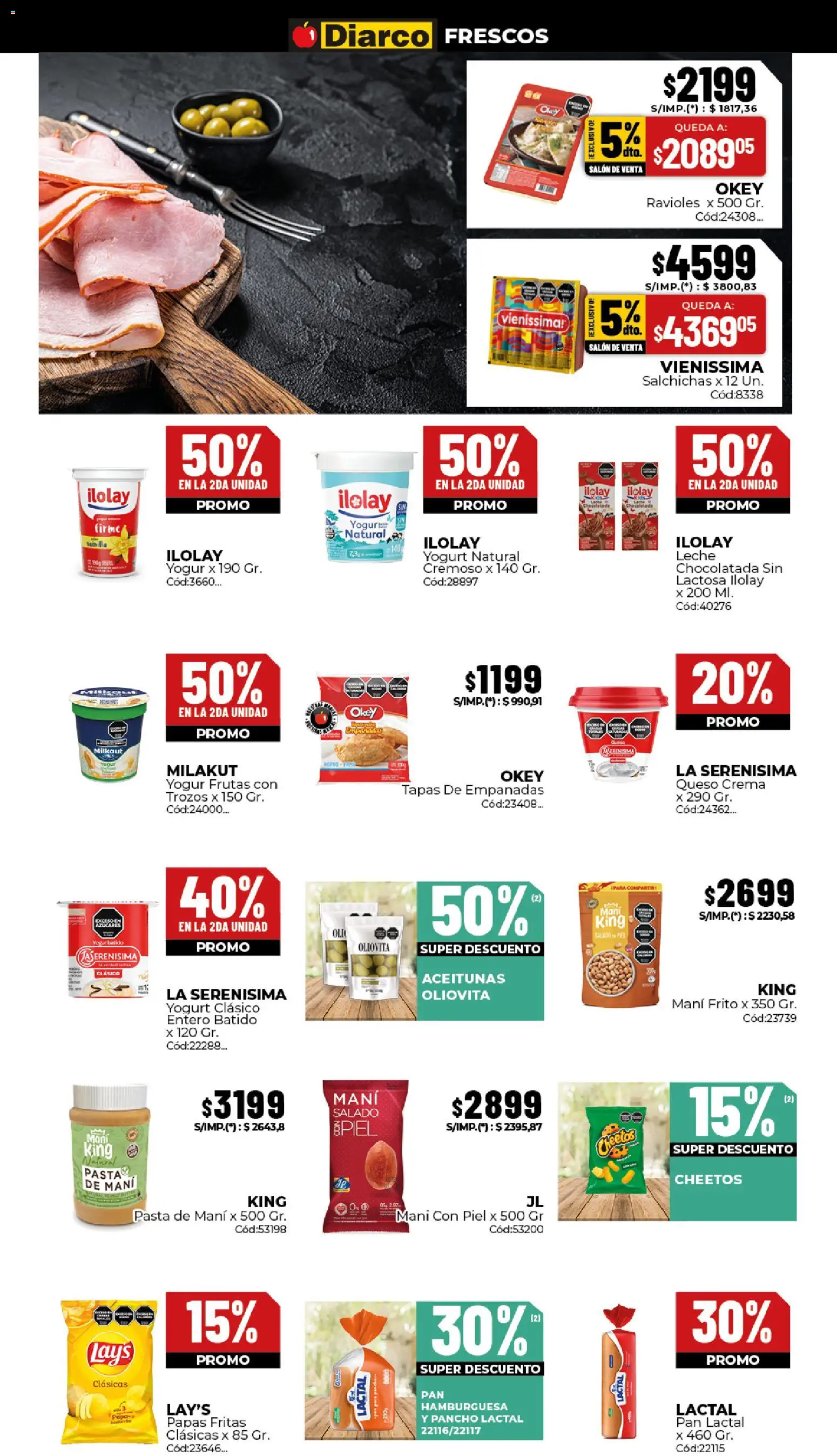 Diarco - Ofertas Interior │ válido desde el 13/07/2026 | Página: 11 | Productos: Mani, Yogur, Ravioles, Papas fritas