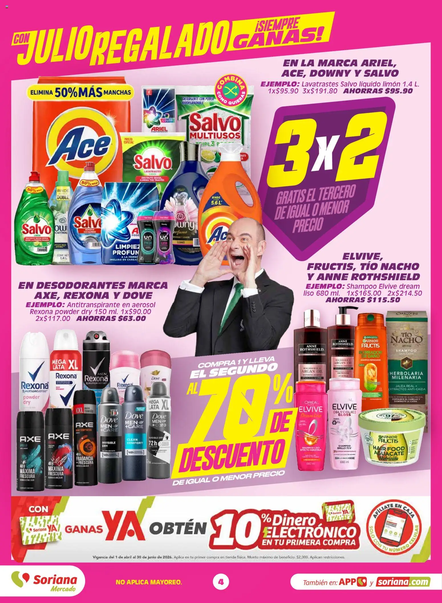 Nuevas ofertas de Soriana válidas en toda la República Mexicana desde el 19.05.2026. ¡Encuentra las mejores ofertas en Soriana Con Julio Regalado siempre ganas Mercado Nacional! | Página: 4 | Productos: Limón, Brillo, Caja, Fragancia