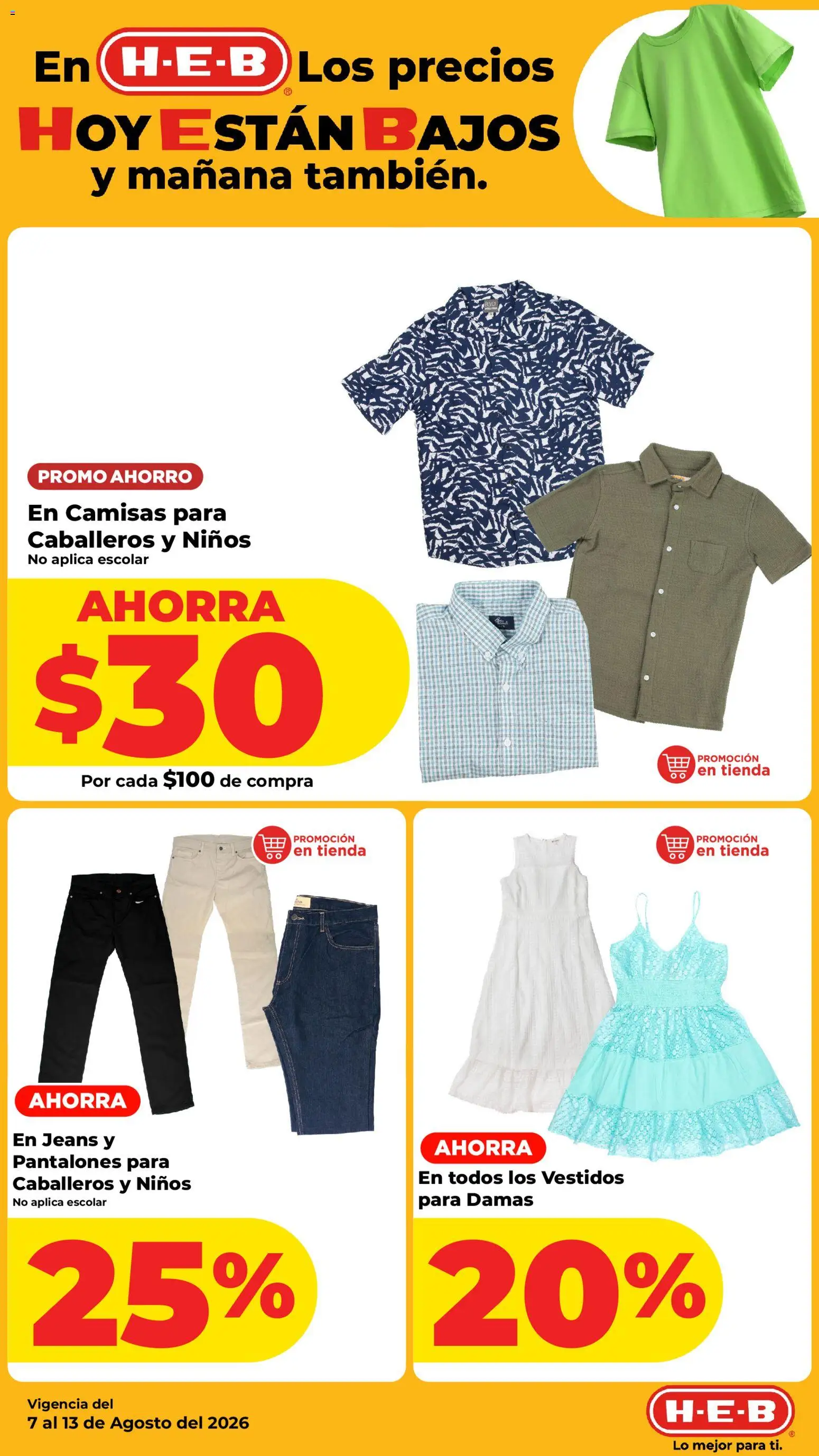 Nuevas ofertas de H-E-B válidas en toda la República Mexicana desde el 07/08/2026. ¡Encuentra las mejores ofertas en H-E-B folleto! | Página: 20 | Productos: Pantalones