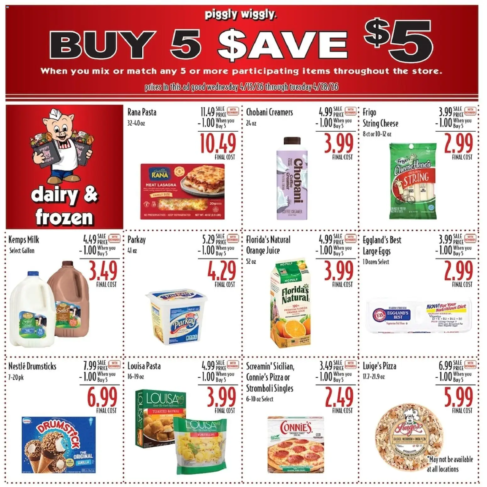 Piggly Wiggly Weekly Ad - valid from 15.04.2026 | Page: 5 | Products: Cheese, Eggs, Coffee, Juice