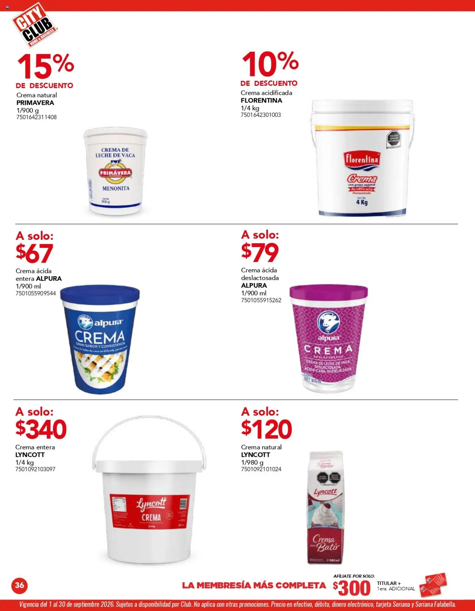 Nuevas ofertas de City Club válidas en toda la República Mexicana desde el 01/09/2026. ¡Encuentra las mejores ofertas en City Club catálogo! | Página: 36 | Productos: Crema de leche, Crema, Leche