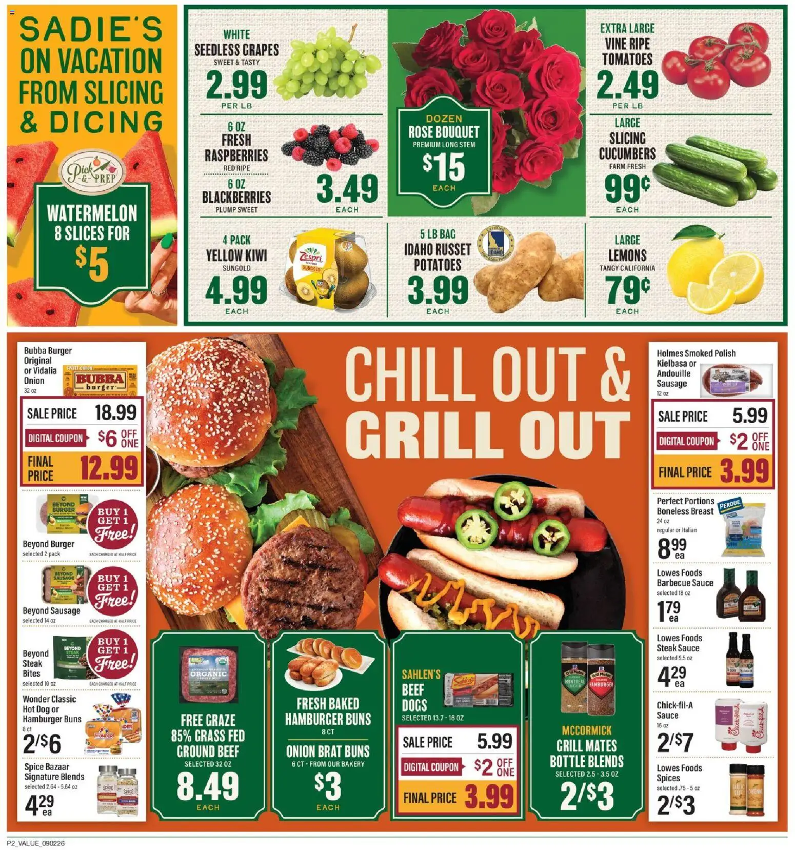 Lowes Foods Weekly Ad - valid from 09/02/2026 | Page: 2 | Products: Raspberries, Sauce, Sausage, Onion