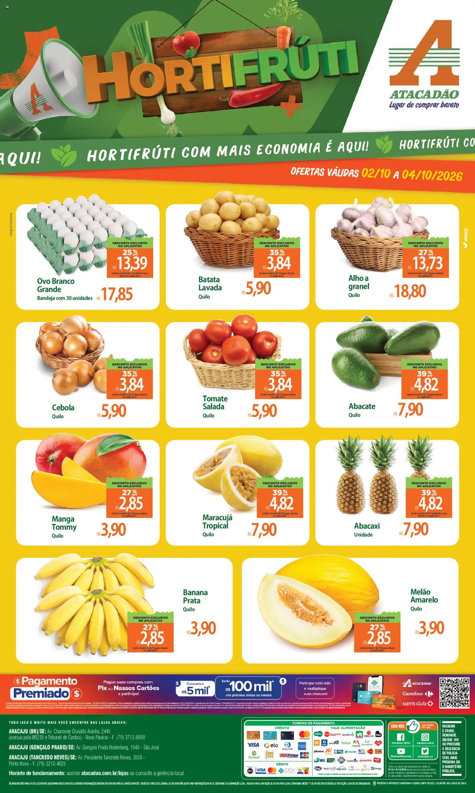Atacadão Folheto - válido de 02/10/2026 | Página: 1 | Produtos: Melão, Tomate, Cebola, Abacate