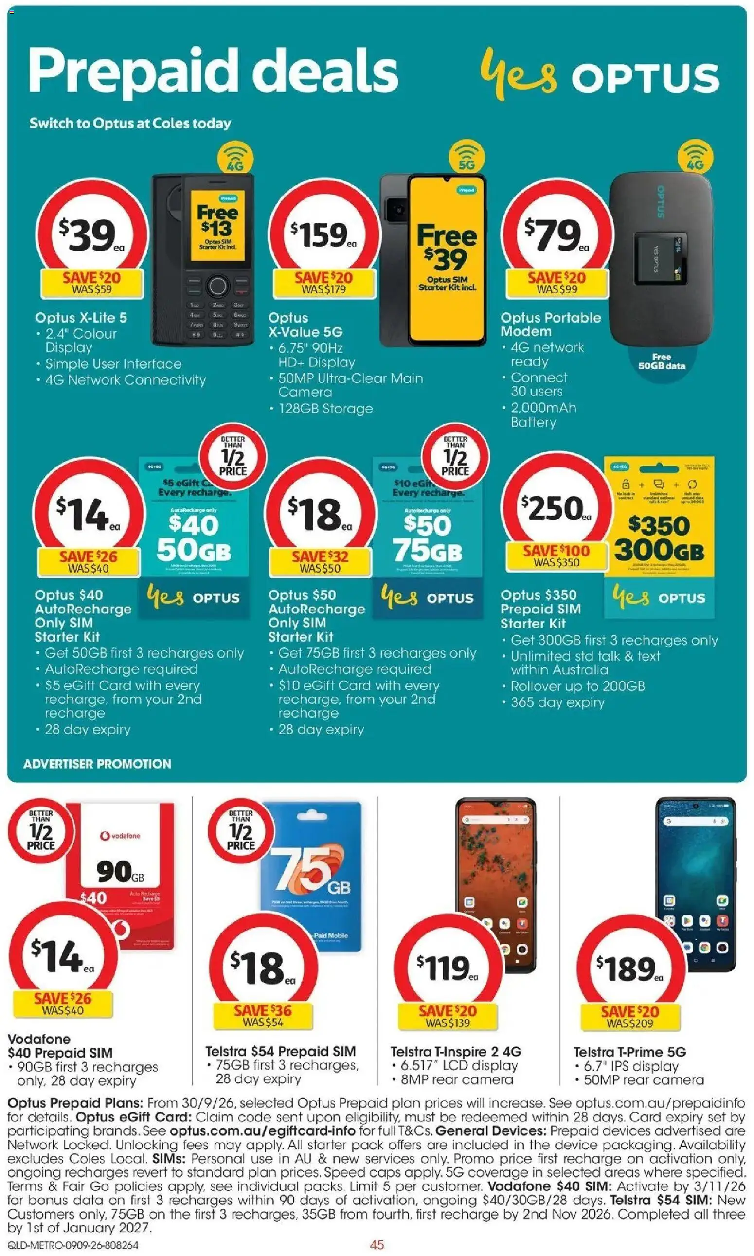 ﻿Coles catalogue valid from 09/09/2026 > Online Australia | Page: 45 | Products: Mobile phone, Phone, Smartphone, Camera