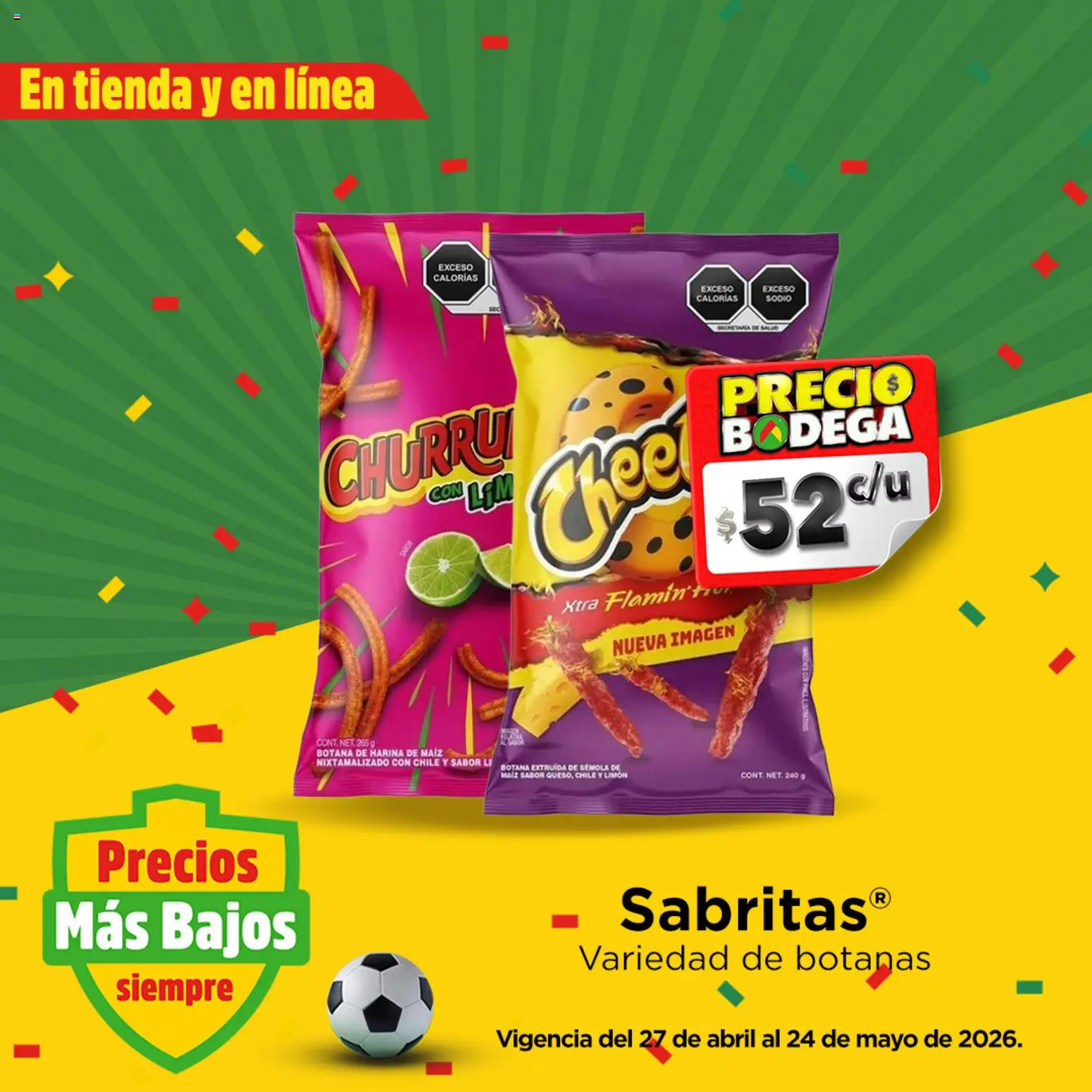 Nuevas ofertas de Bodega Aurrerá válidas en toda la República Mexicana desde el 27.04.2026. ¡Encuentra las mejores ofertas en Bodega Aurrerá folleto Botanas listas para cada gorazo! | Página: 4 | Productos: Maíz, Harina, Limón