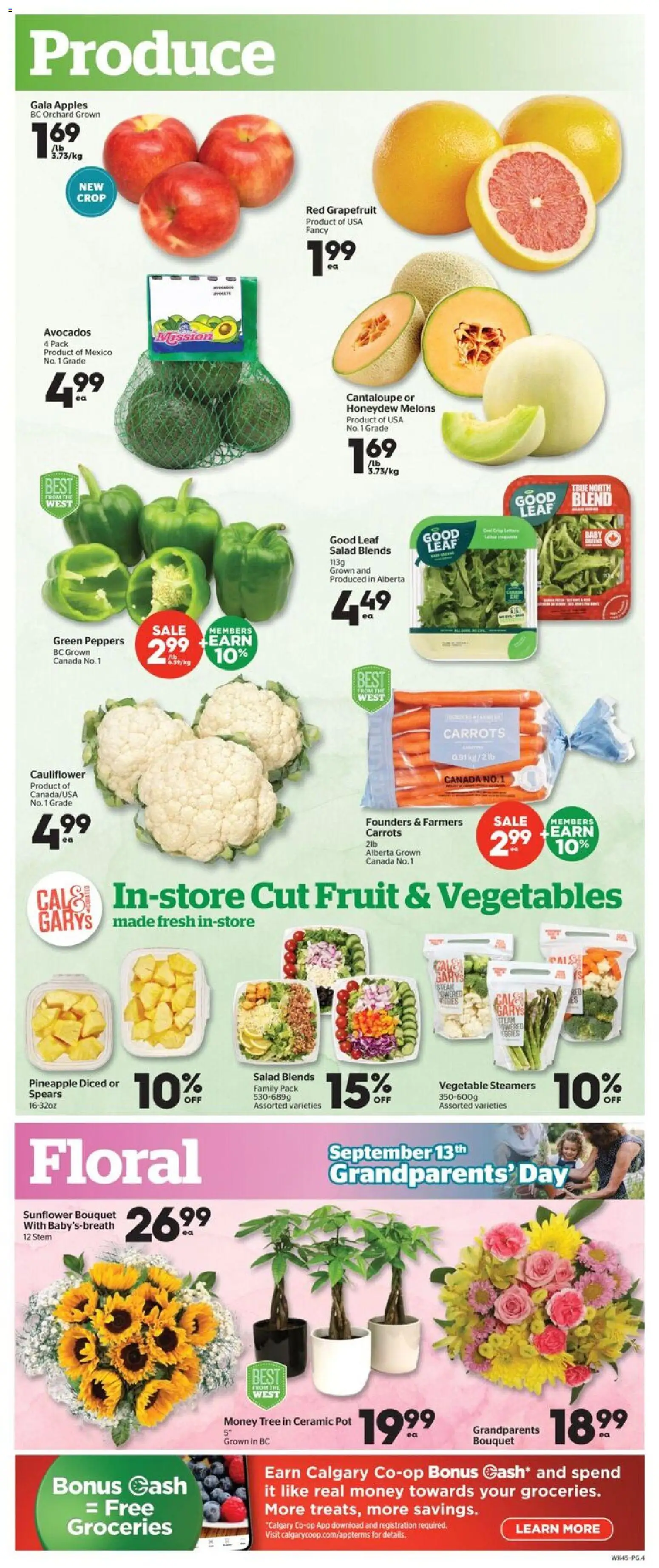 Calgary Co-op flyer valid from Sep 10, 2026 | Page: 4 | Products: Pineapple, Fruit, Sunflower, Cauliflower
