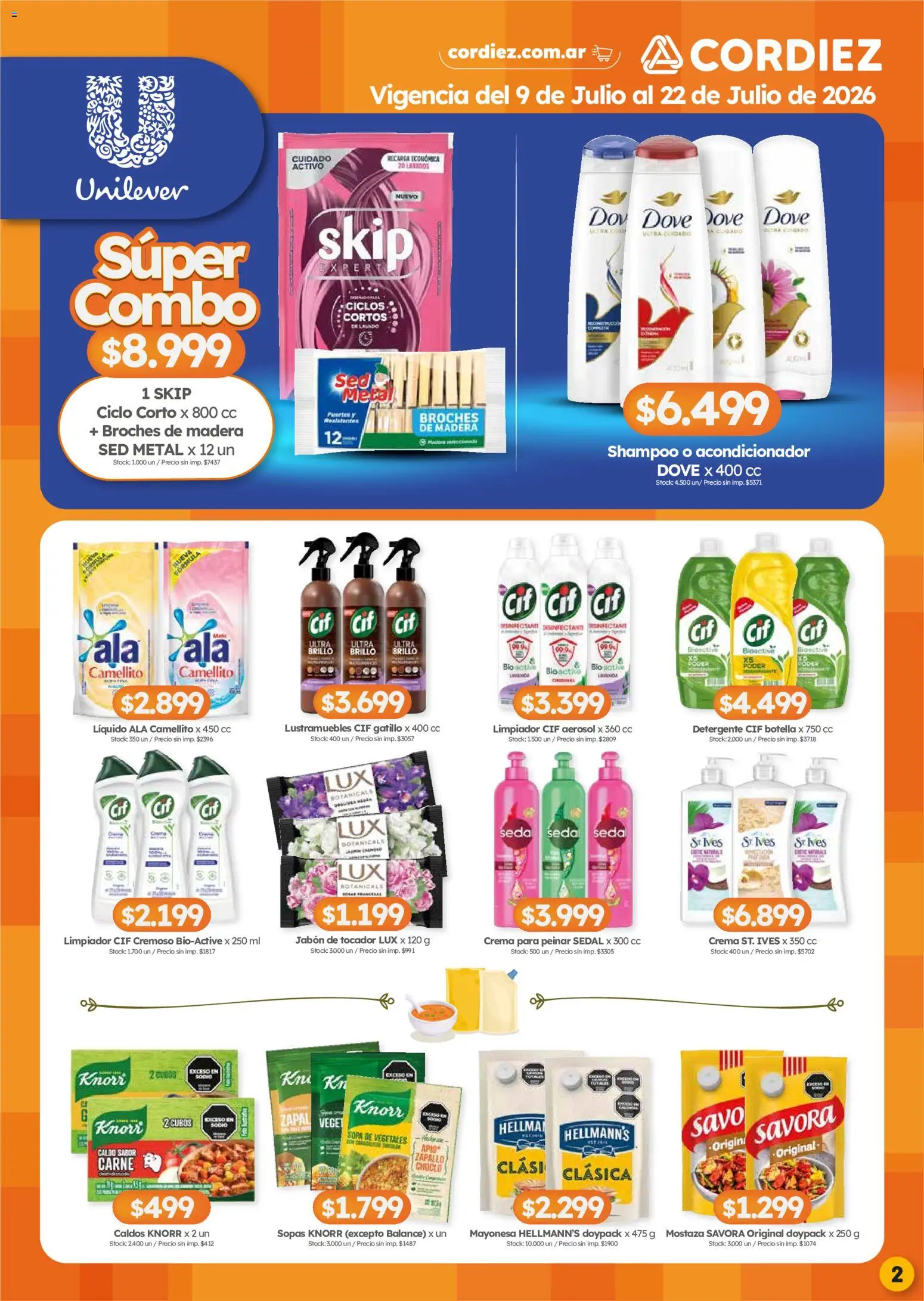 Cordiez ofertas │ válido desde el 09/07/2026 | Página: 2 | Productos: Lustramuebles, Mostaza, Acondicionador, Sopa