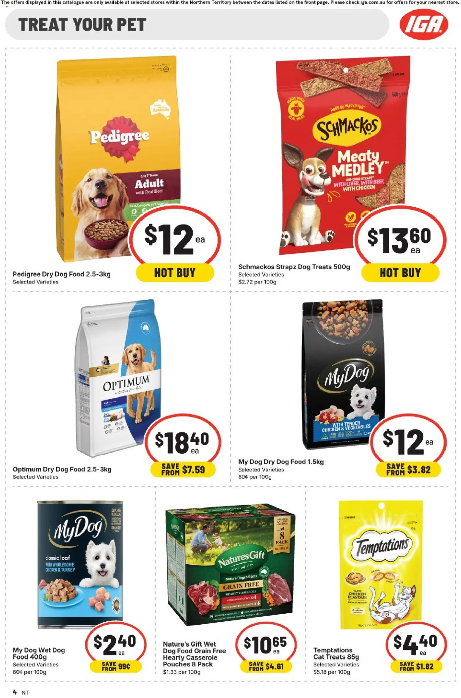 IGA catalogue - valid from 27.05.2026 | Page: 4 | Products: Chicken, Beef, Dog food, Vegetables