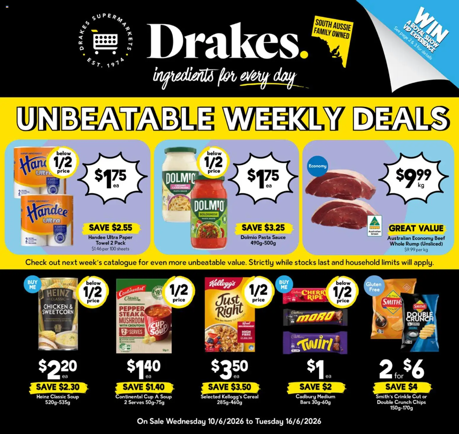 Drakes catalogue - valid from 10.06.2026 | Page: 1 | Products: Chicken, Pasta, Sauce, Soup