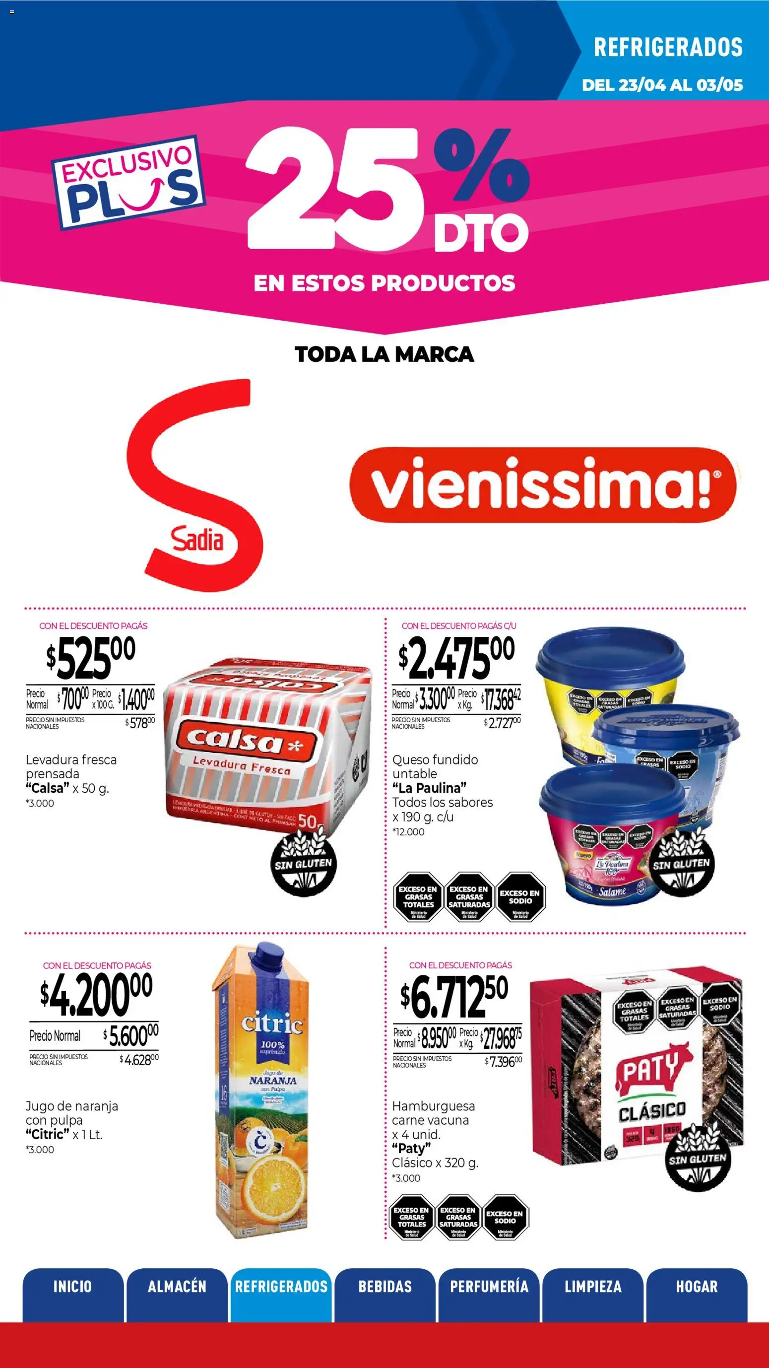 La Anonima catálogo │ válido desde el 23.04.2026 | Página: 17 | Productos: Queso, Jugo, Salame