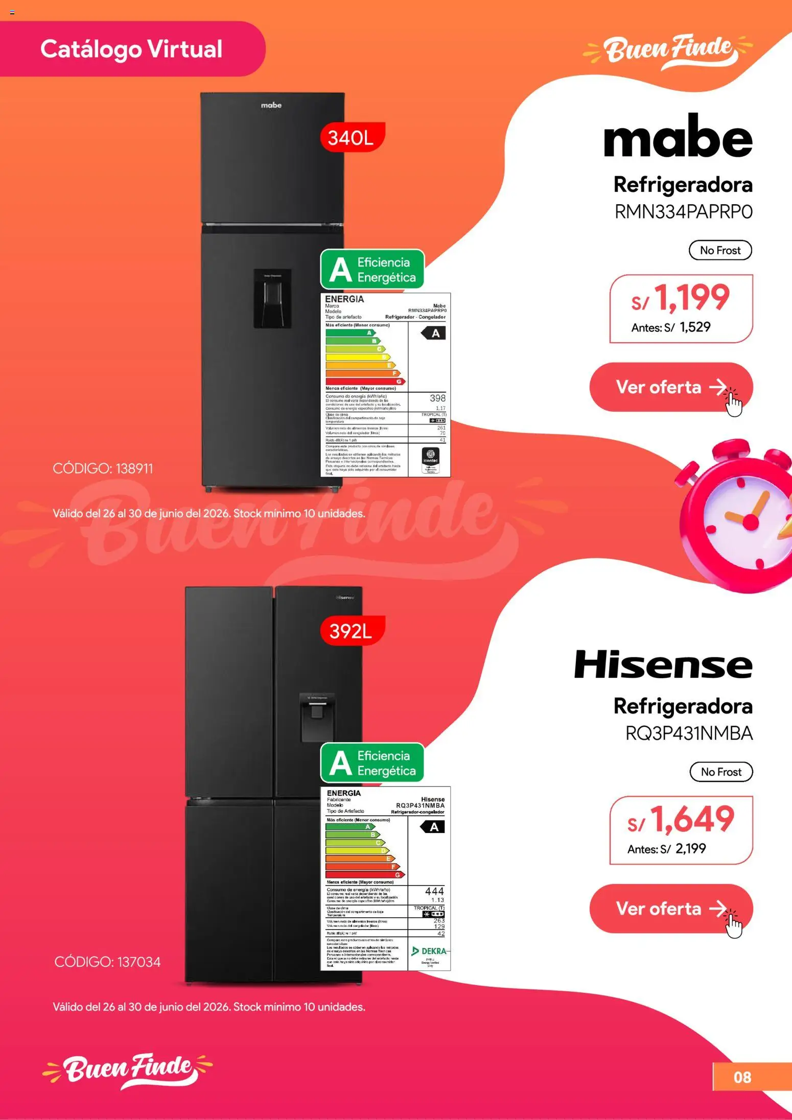 Catálogo Hiraoka válido desde 26/06/2026 | Página: 9 | Productos: Refrigerador, Congelador
