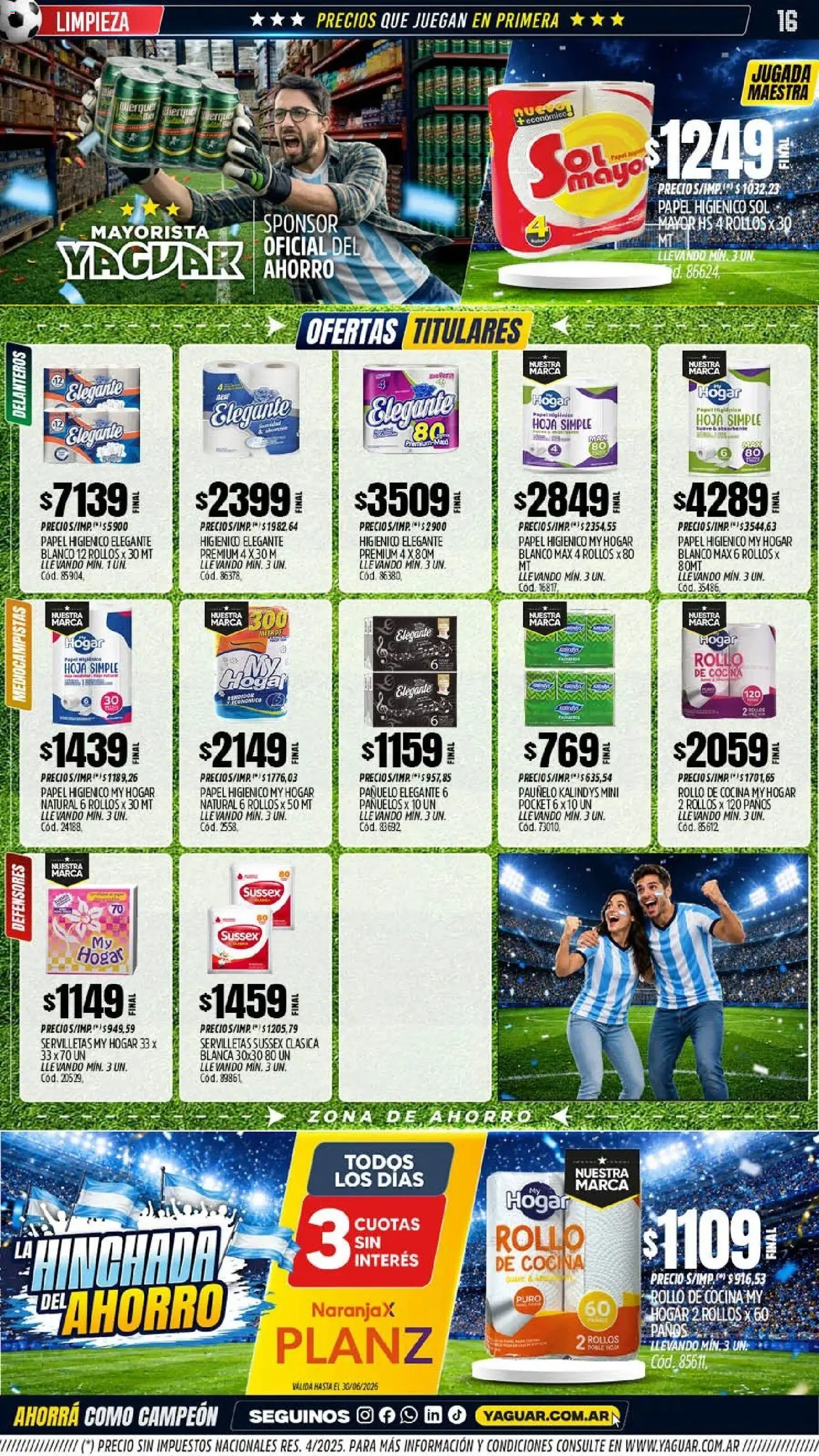Yaguar - Oferta Semanal Neuquen │ válido desde el 01.06.2026 | Página: 16 | Productos: Papel higiénico, Pañuelo, Cocina, Pollo