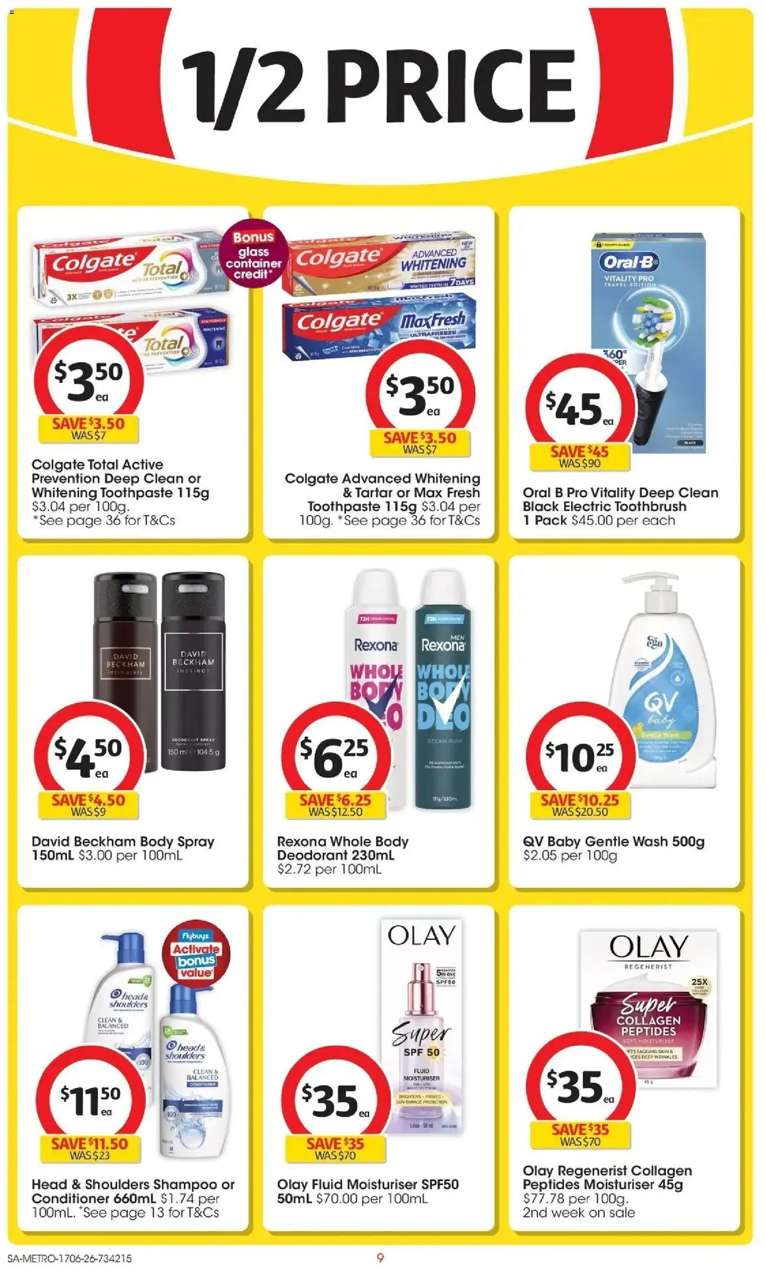 Coles catalogue - valid from 16.06.2026 | Page: 9 | Products: Shampoo, Moisturiser, Toothpaste, Electric toothbrush