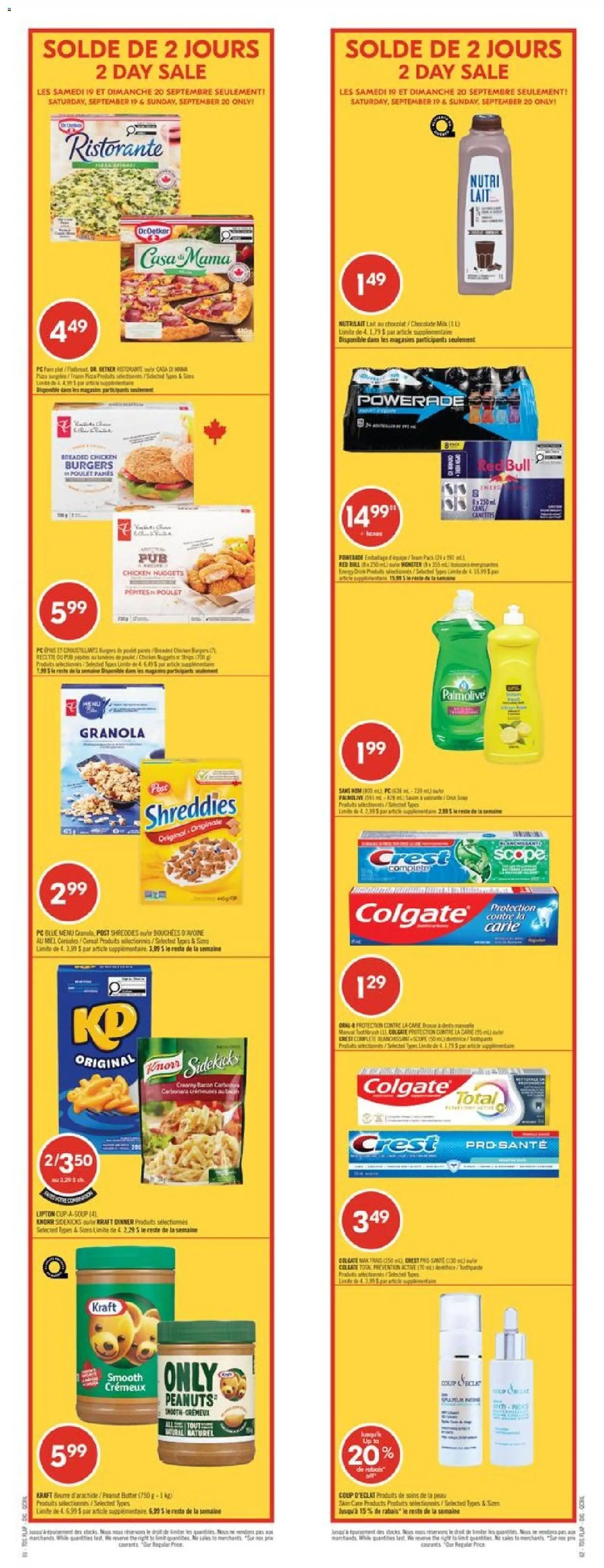 Pharmaprix flyer valid from Sep 19, 2026 | Page: 1 | Products: Peanut butter, Milk, Butter, Chicken