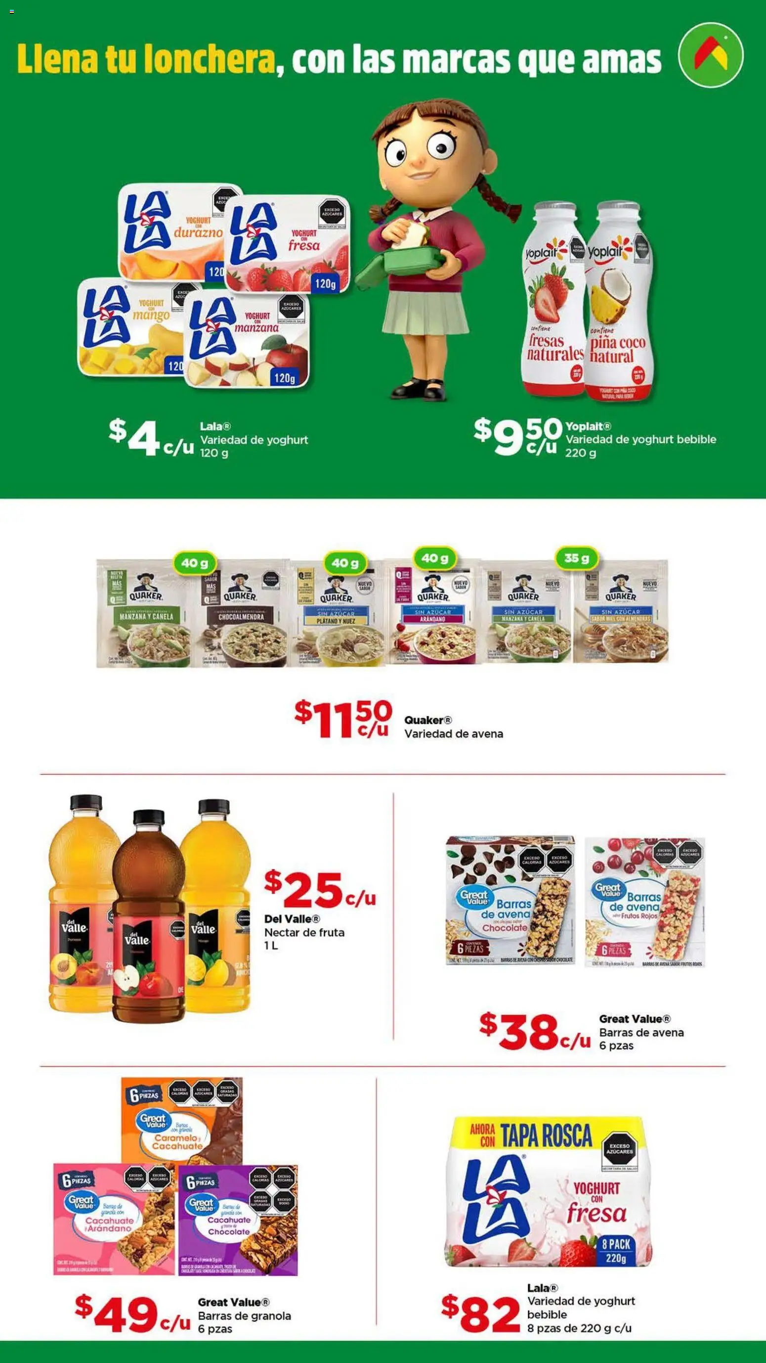 Nuevas ofertas de Bodega Aurrerá válidas en toda la República Mexicana desde el 07/08/2026. ¡Encuentra las mejores ofertas en Bodega Aurrerá folleto Llena tu lonchera! | Página: 4 | Productos: Almendras, Avena, Chocolate, Fruta