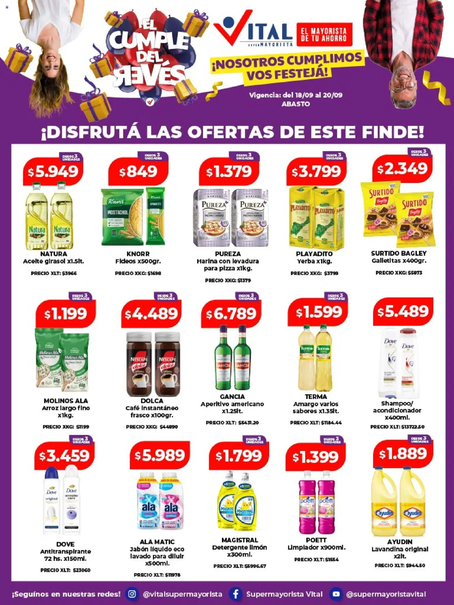 Vital - Ofertas fin Abasto │ válido desde el 18/09/2026 | Página: 1 | Productos: Jabón líquido, Acondicionador, Antitranspirante, Fideos