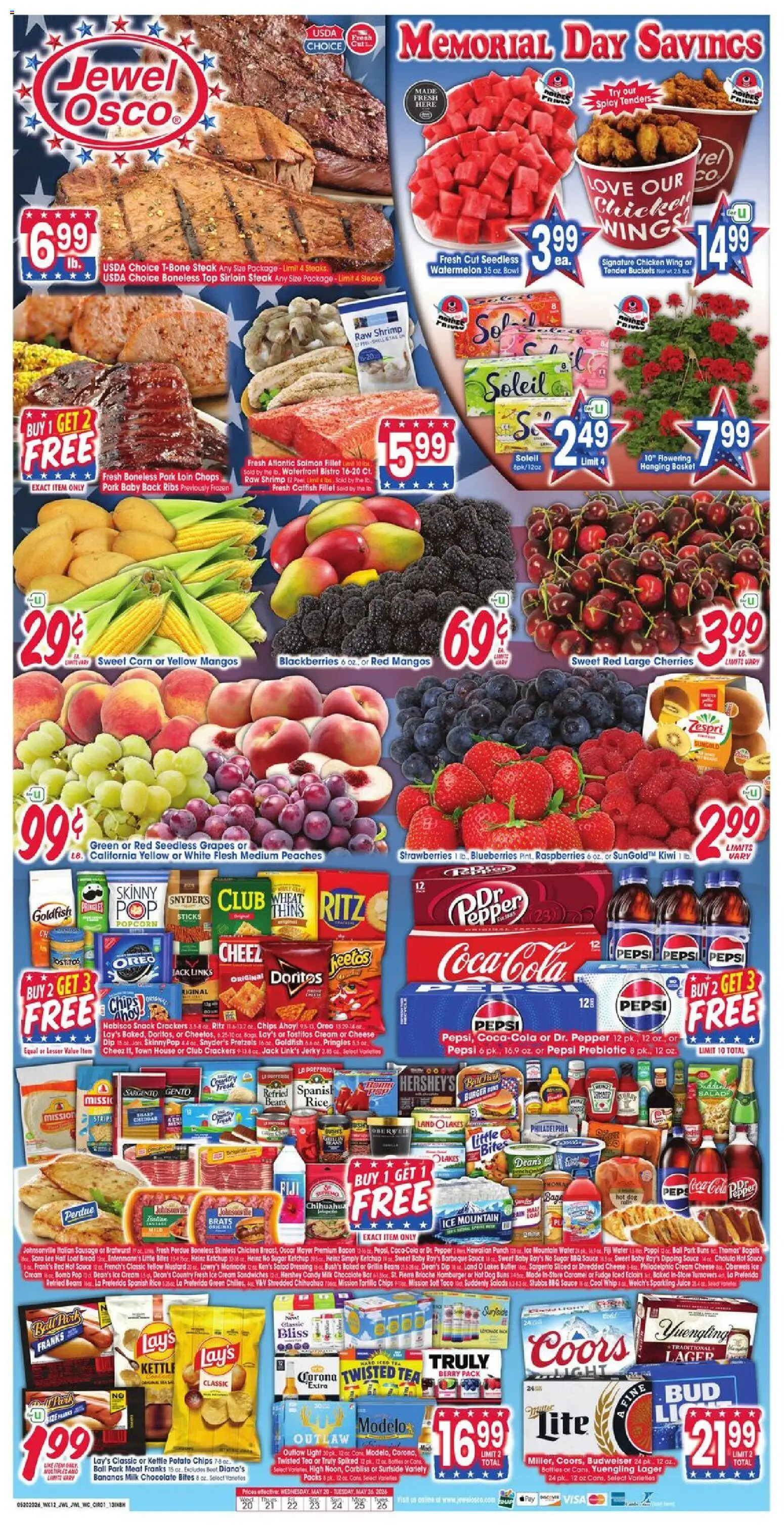 Jewel Osco Weekly Ad - IN - valid from 20.05.2026 | Page: 1 | Products: Cherries, Strawberries, Kiwi, Grapes