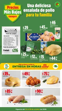 Vista previa de Bodega Aurrerá folleto Una deliciosa ensalada de pollo para tu familia, nuevo folleto de la tienda, válido en México a partir del 23/10/2026
