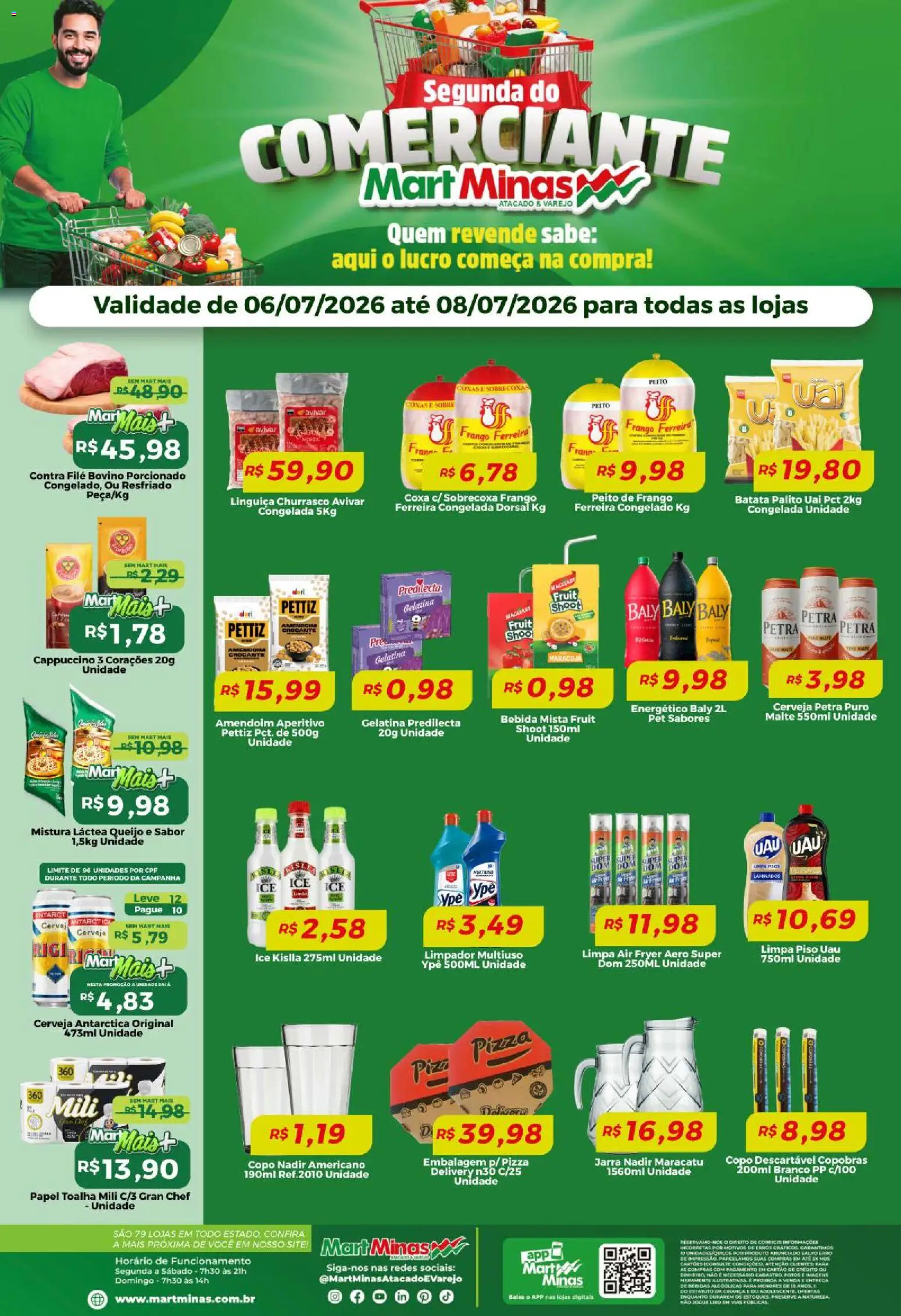 Mart Minas Folheto - válido de 06/07/2026 | Página: 1 | Produtos: Limpa piso, Batata, Jarra, Gelatina