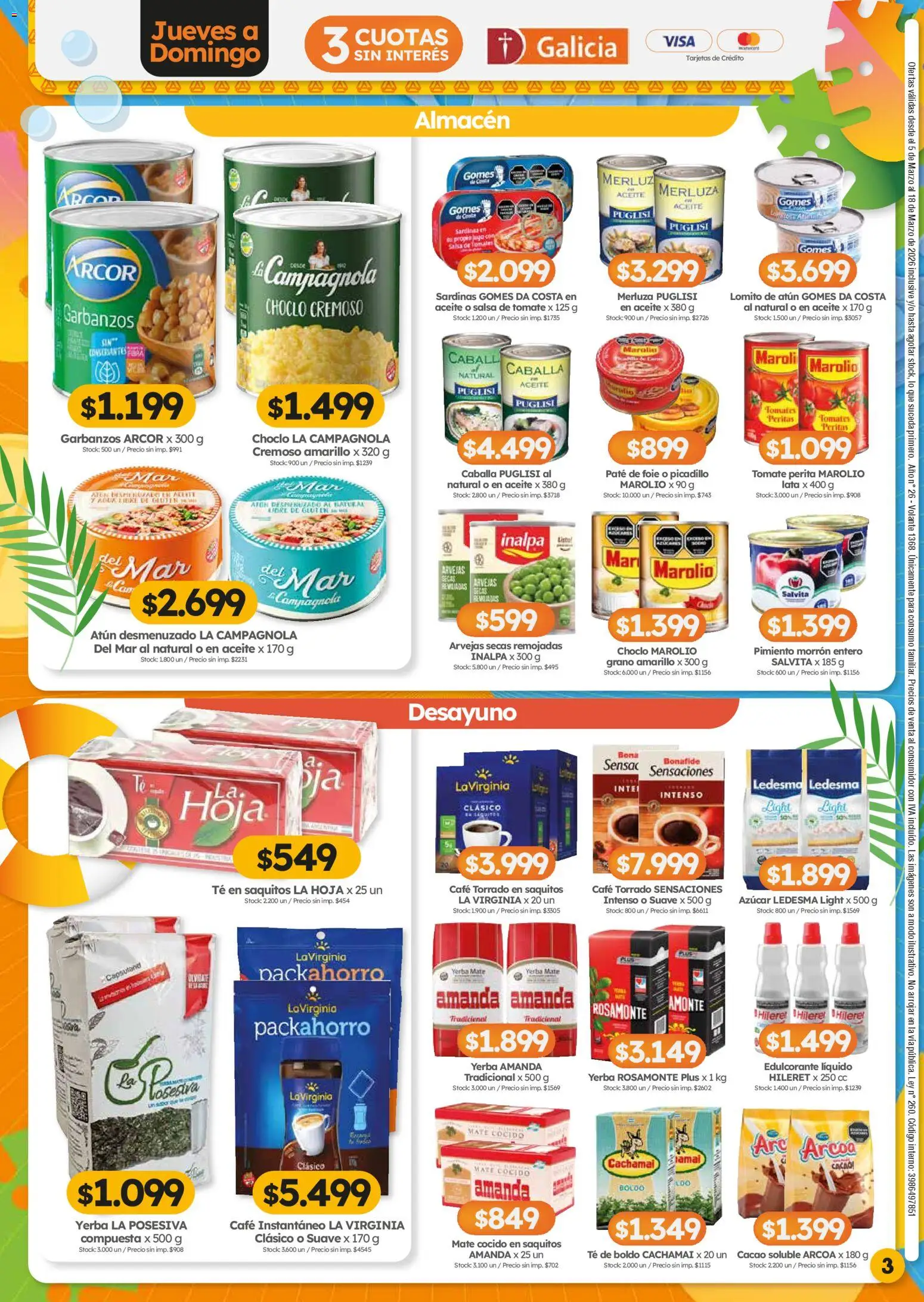 Cordiez ofertas │ válido desde el 05.03.2026 | Página: 3 | Productos: Choclo, Tomate, Pimiento, Té