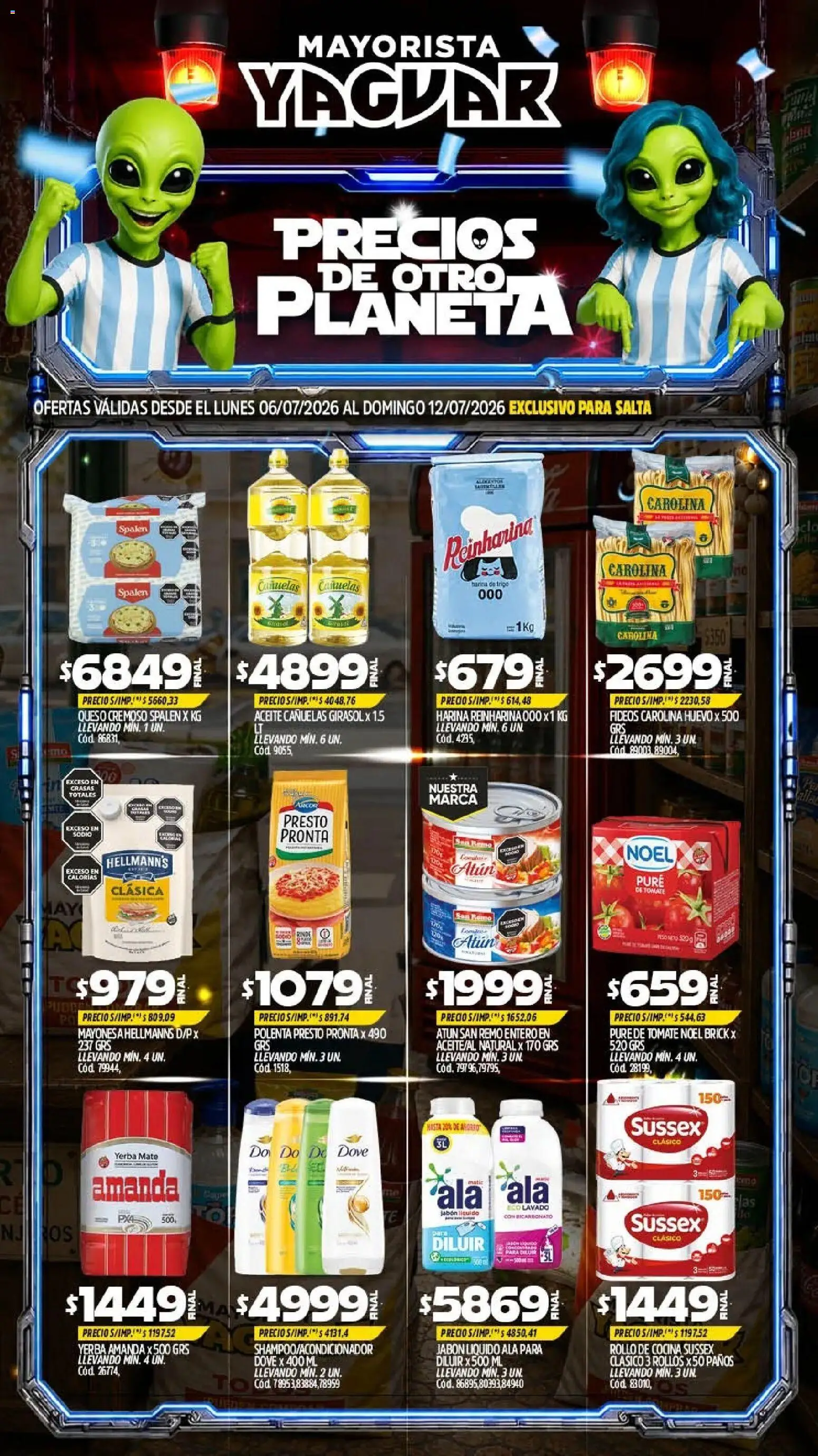 Yaguar - Oferta Semanal Salta │ válido desde el 06/07/2026 | Página: 1 | Productos: Polenta, Huevo, Pure de Tomate, Queso