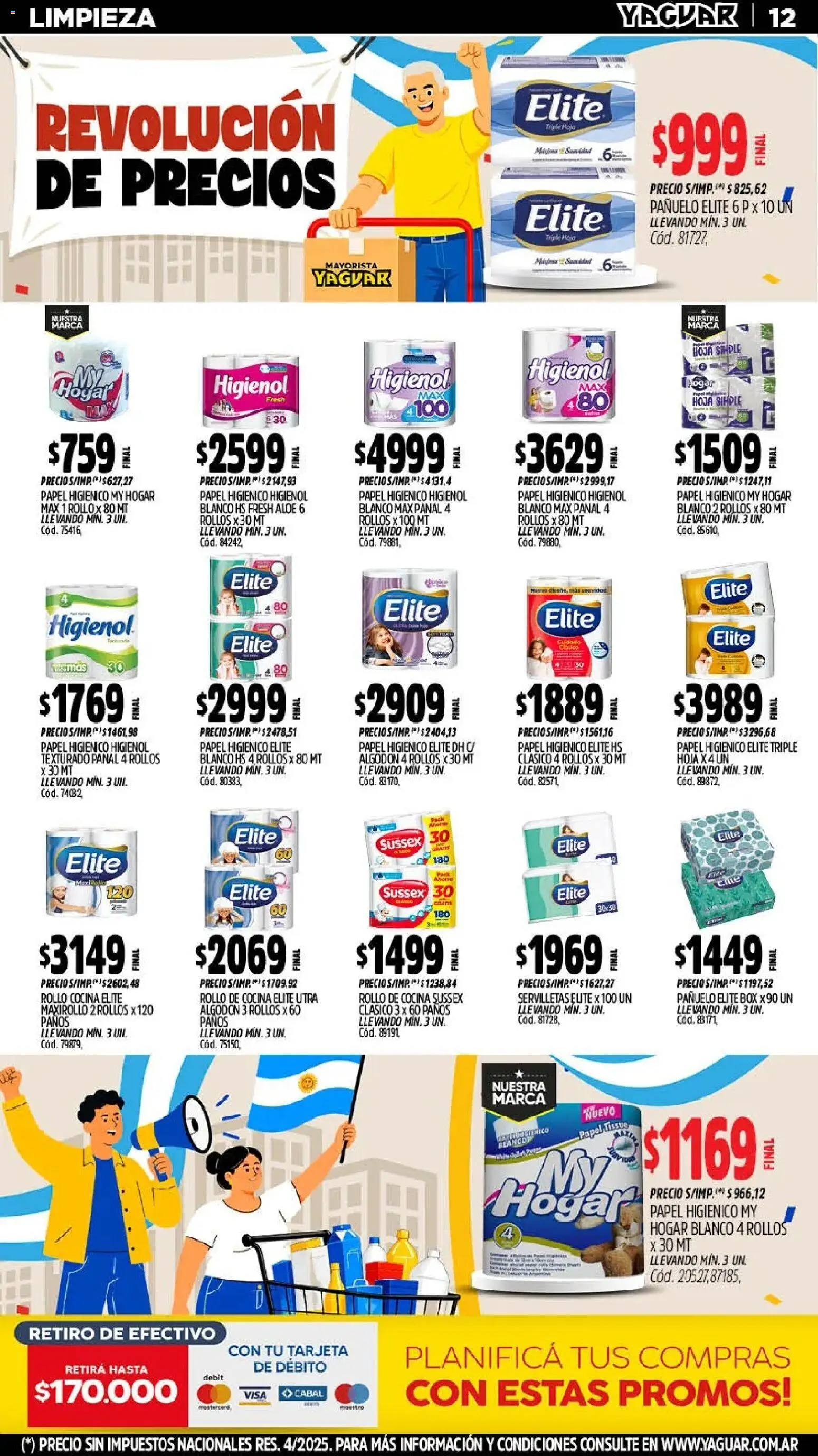 Yaguar - Oferta Semanal Salta │ válido desde el 25.05.2026 | Página: 12 | Productos: Papel higiénico, Algodón, Cocina, Servilletas