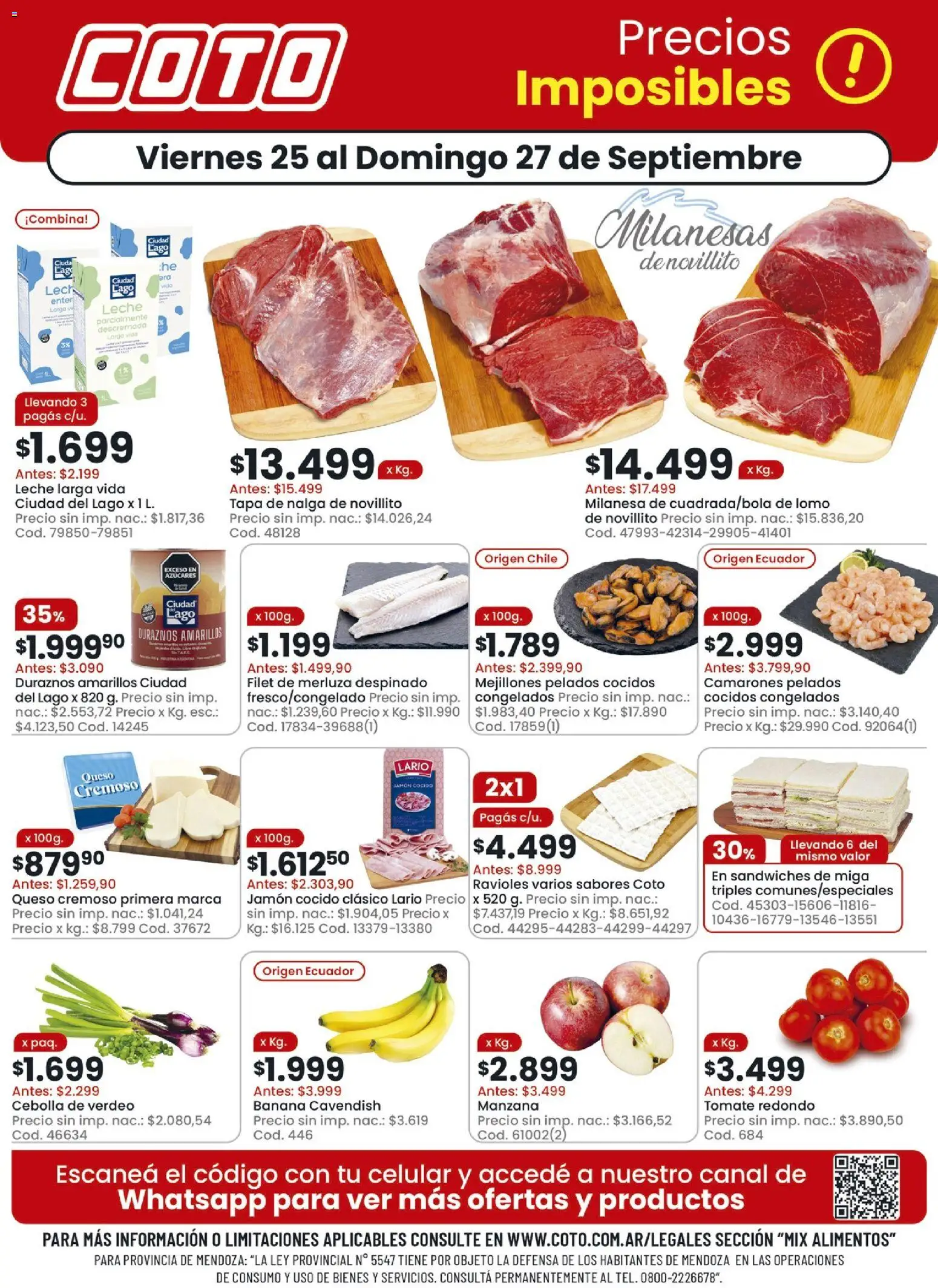 Coto - Mix │ válido desde el 25/09/2026 | Página: 1 | Productos: Lomo, Cebolla, Alimentos, Leche