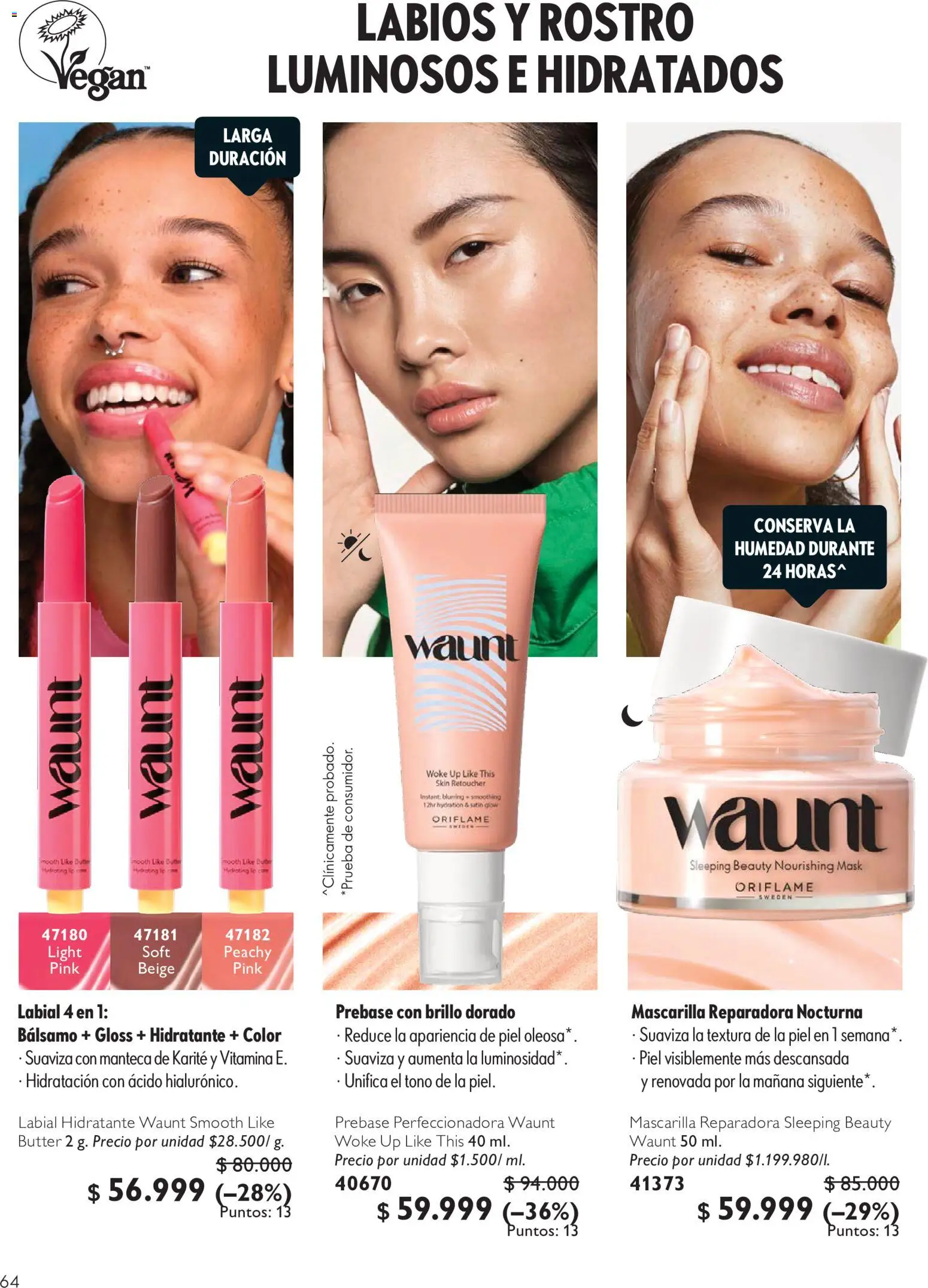 Oriflame revista - valida desde el 11/07/2026 | Página: 64 | Productos: Bálsamo, Brillo, Mascarilla, Manteca