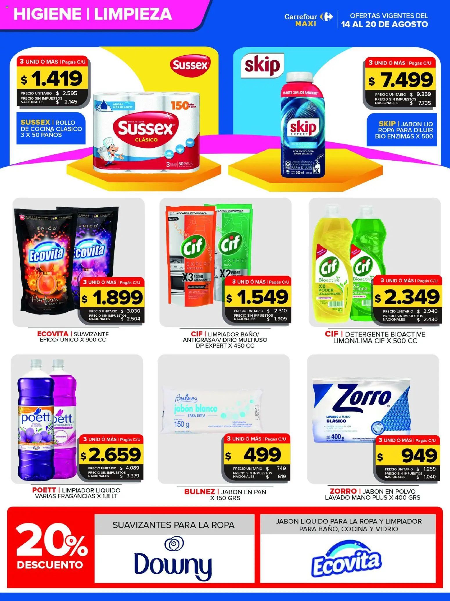 Carrefour Maxi catálogo │ válido desde el 14/08/2026 | Página: 4 | Productos: Polvo, Ropa, Pan, Suavizante