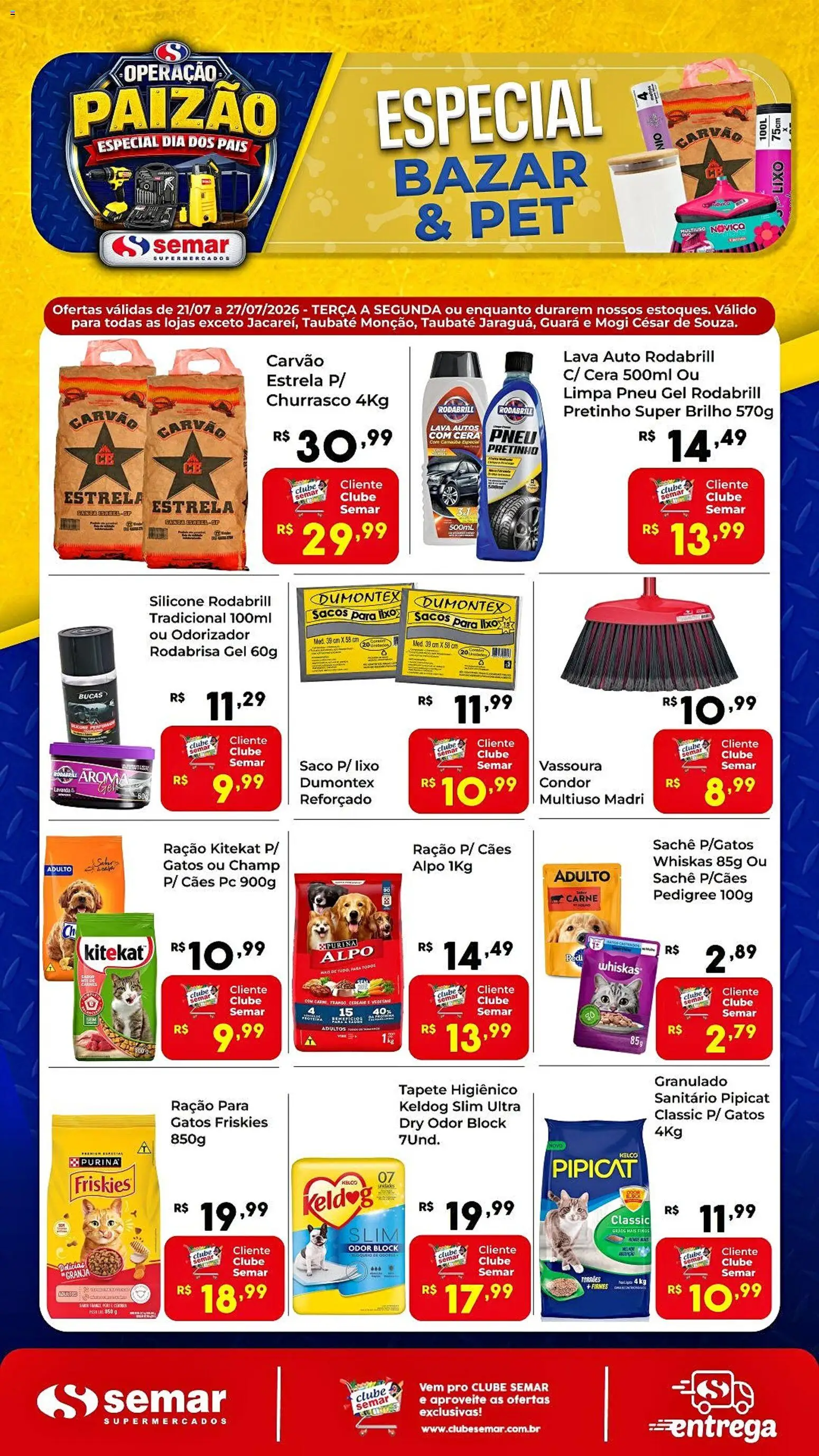 X Supermercados Folheto - válido de 21/07/2026 | Página: 1 | Produtos: Pneu, Tapete higiênico, Carne, Cera
